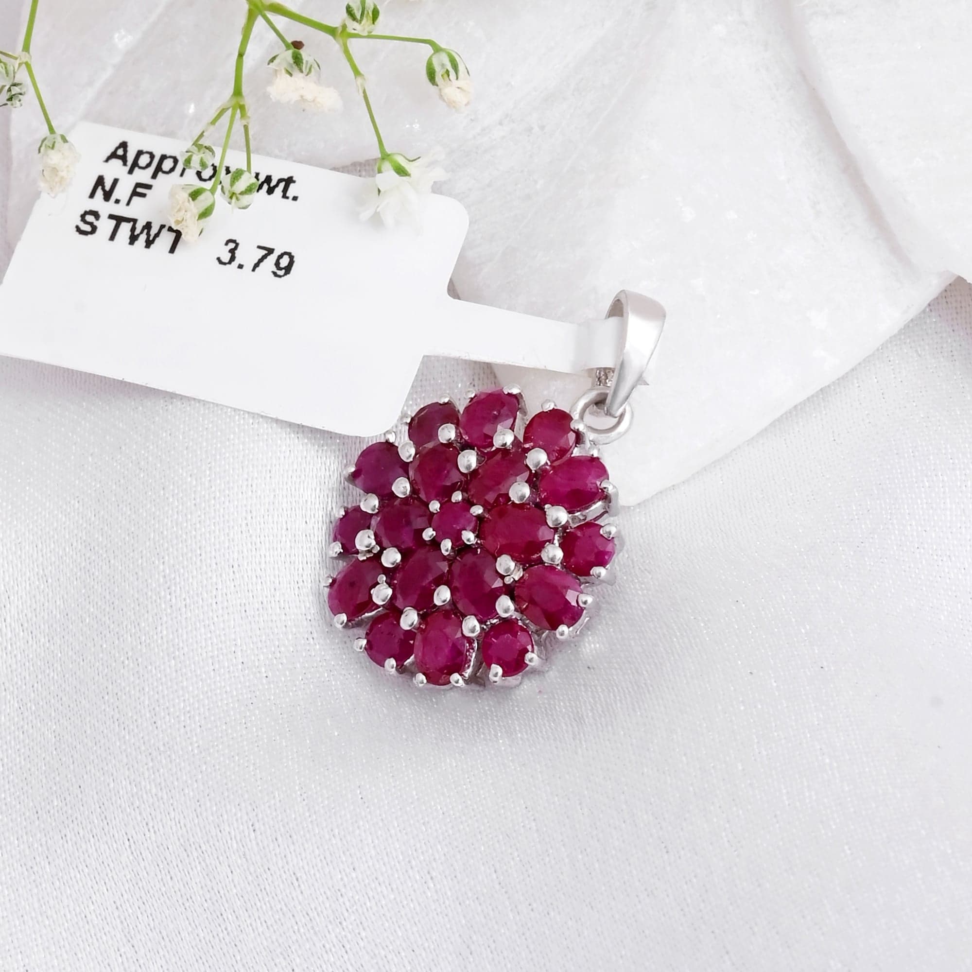Floral Bloom Ruby Cluster Pendant alternate view