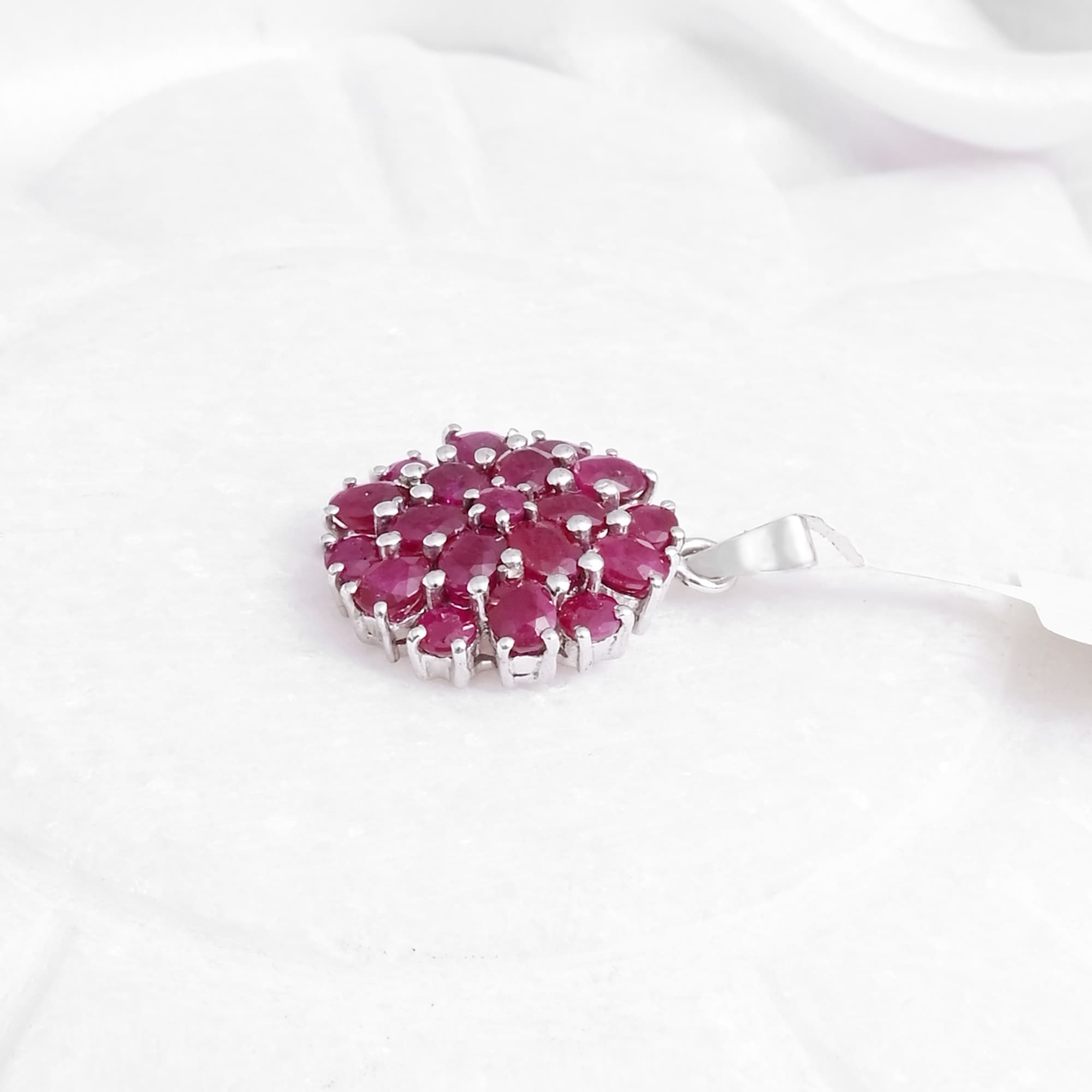 Floral Bloom Ruby Cluster Pendant