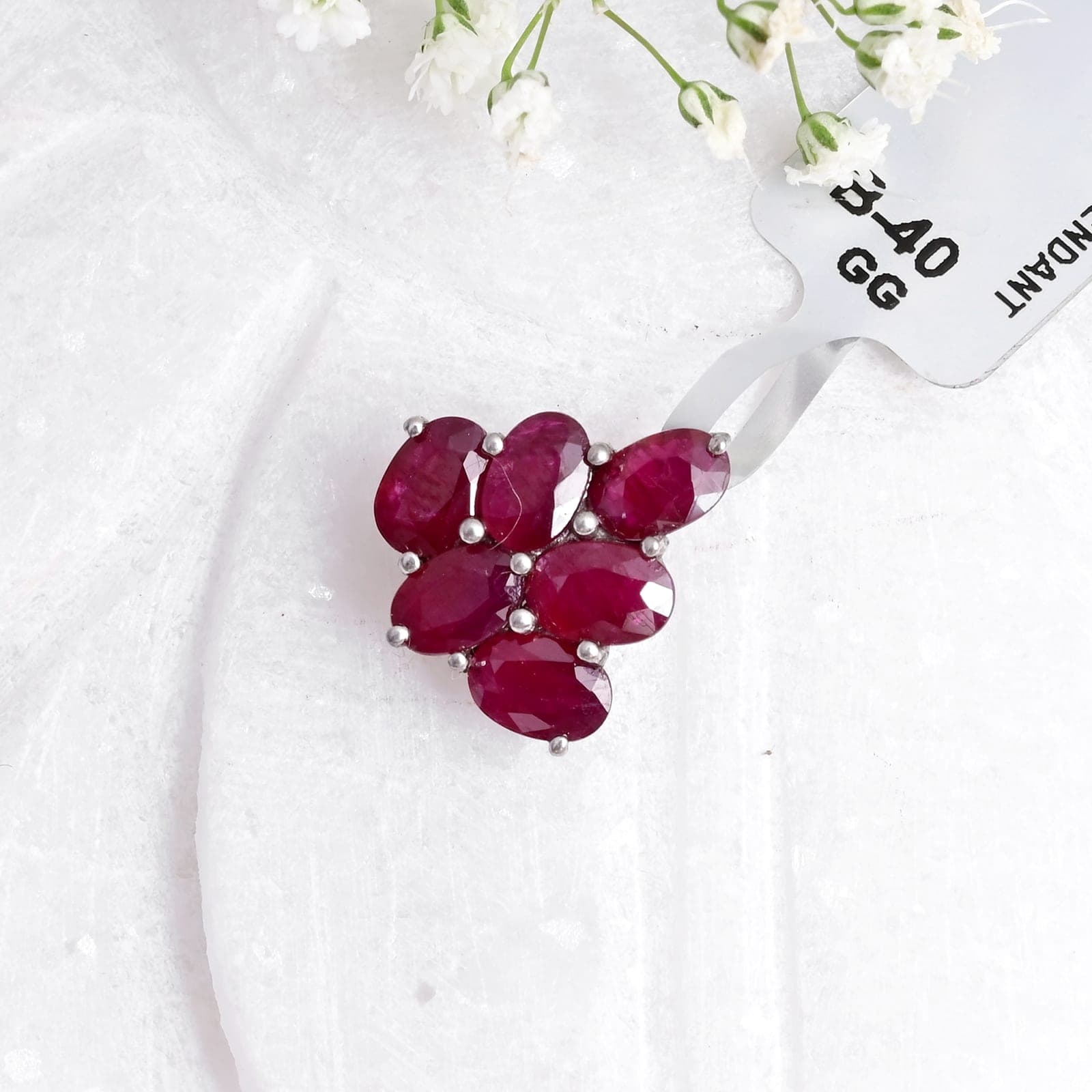 Petite Ruby Blossom Pendant alternate view