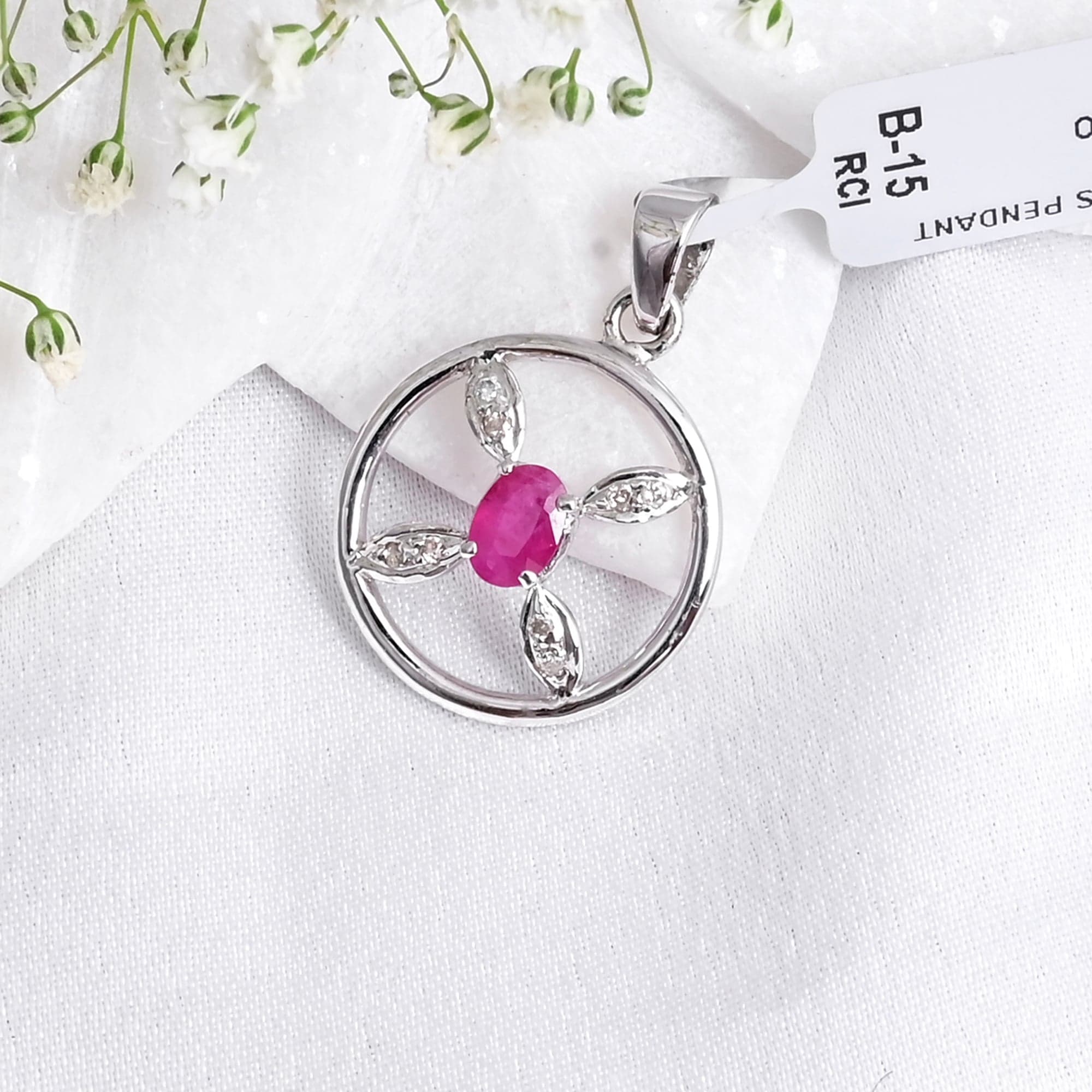 Blossom Halo Ruby Pendant