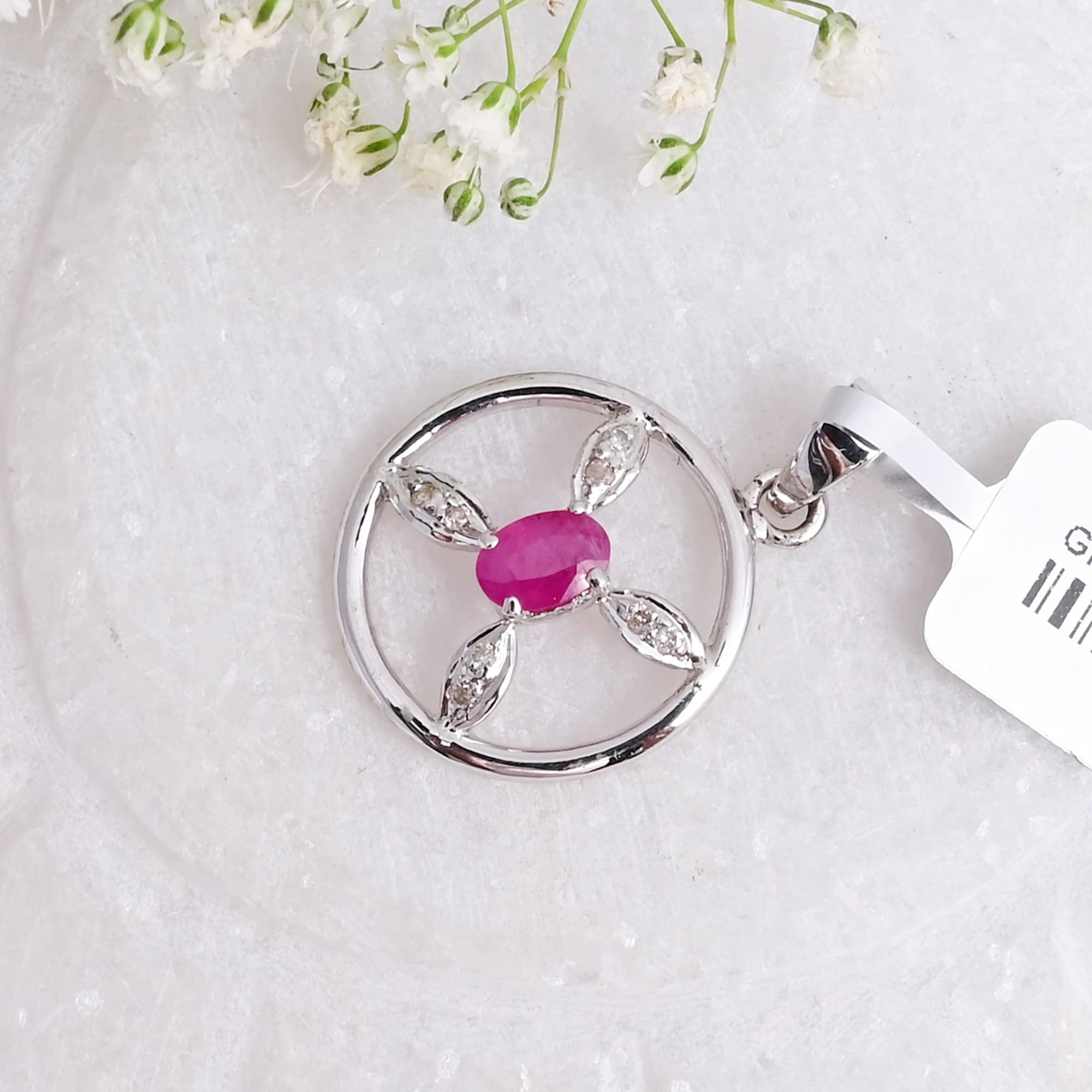 Blossom Halo Ruby Pendant alternate view