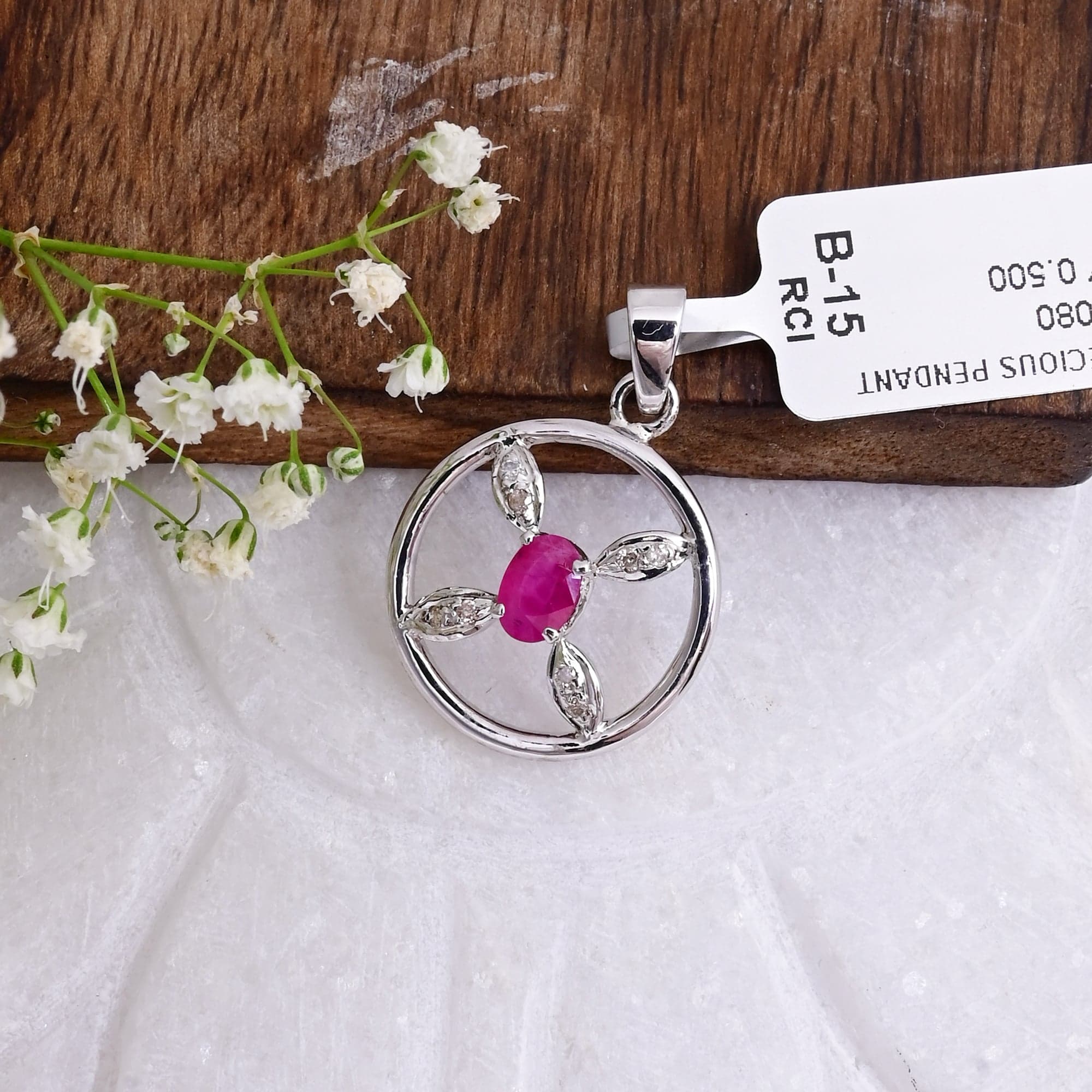 Blossom Halo Ruby Pendant
