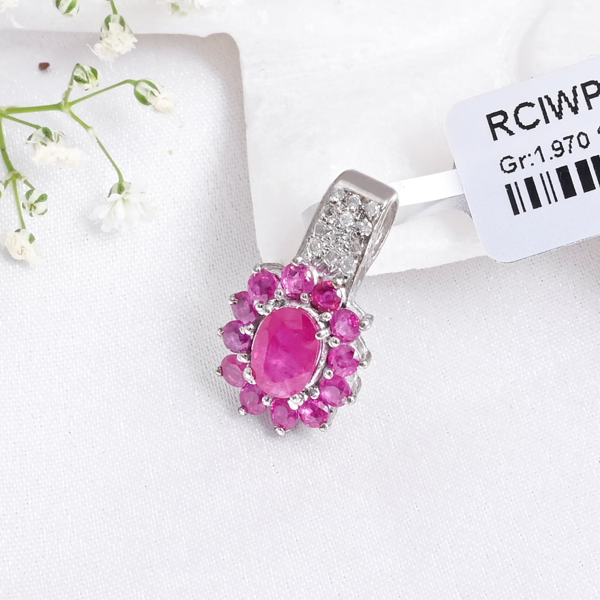 Radiant Bloom Ruby Halo Pendant alternate view
