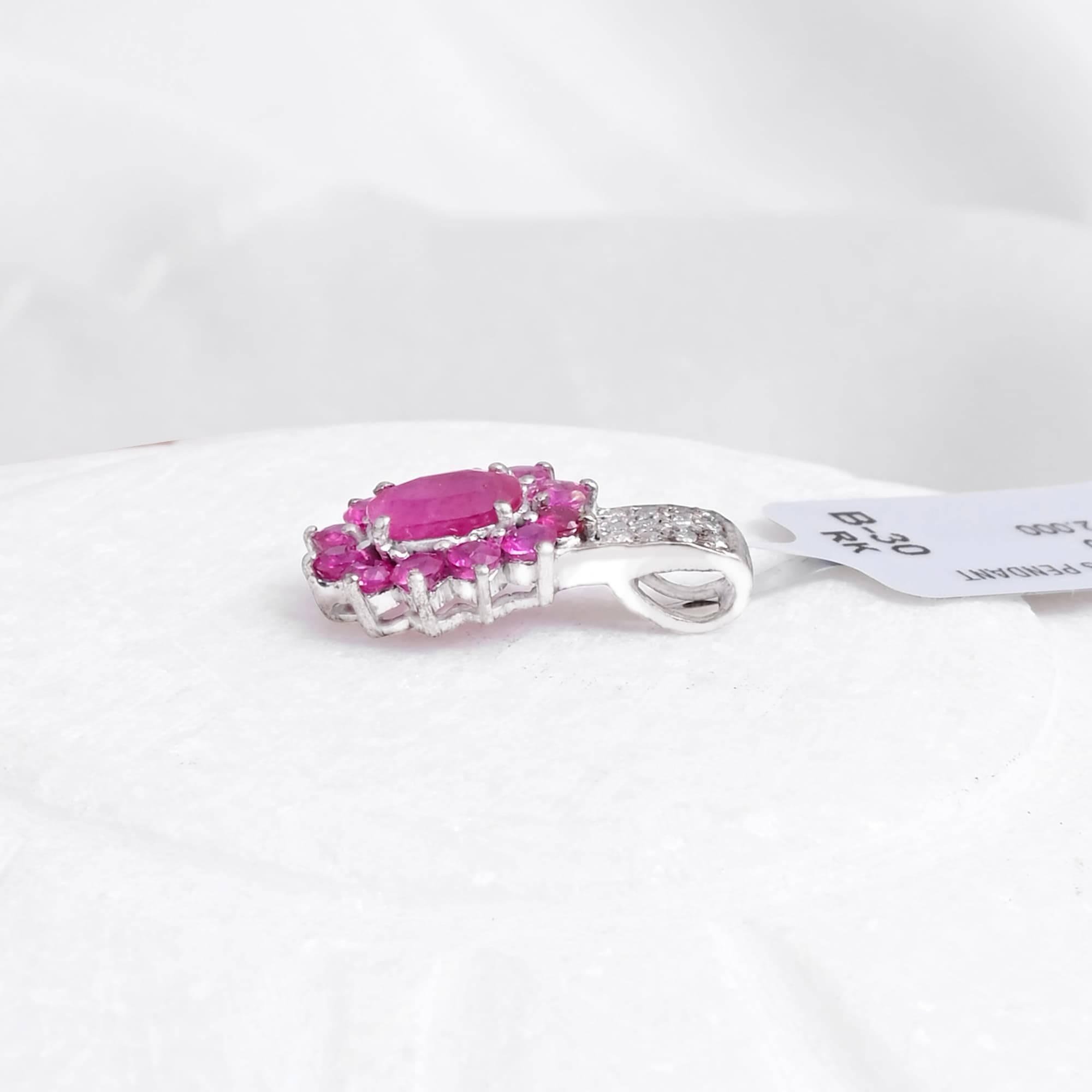 Radiant Bloom Ruby Halo Pendant