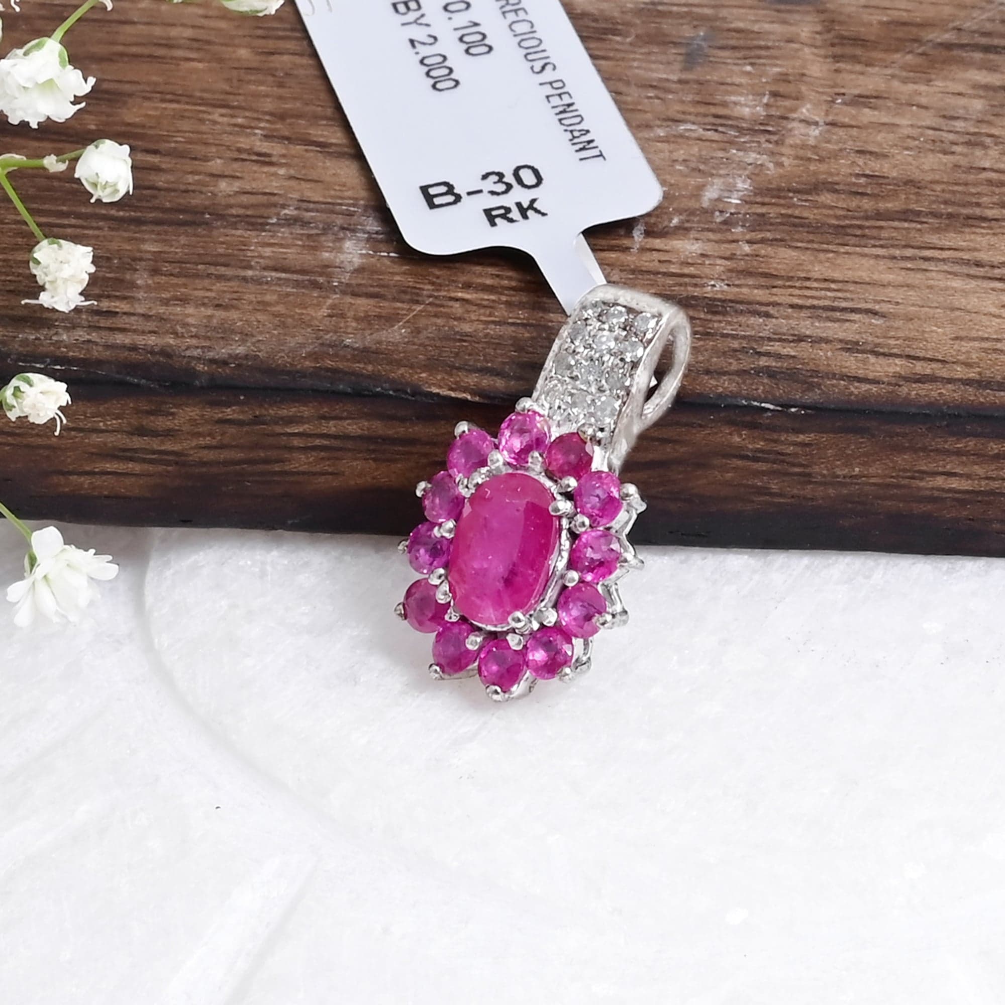 Radiant Bloom Ruby Halo Pendant