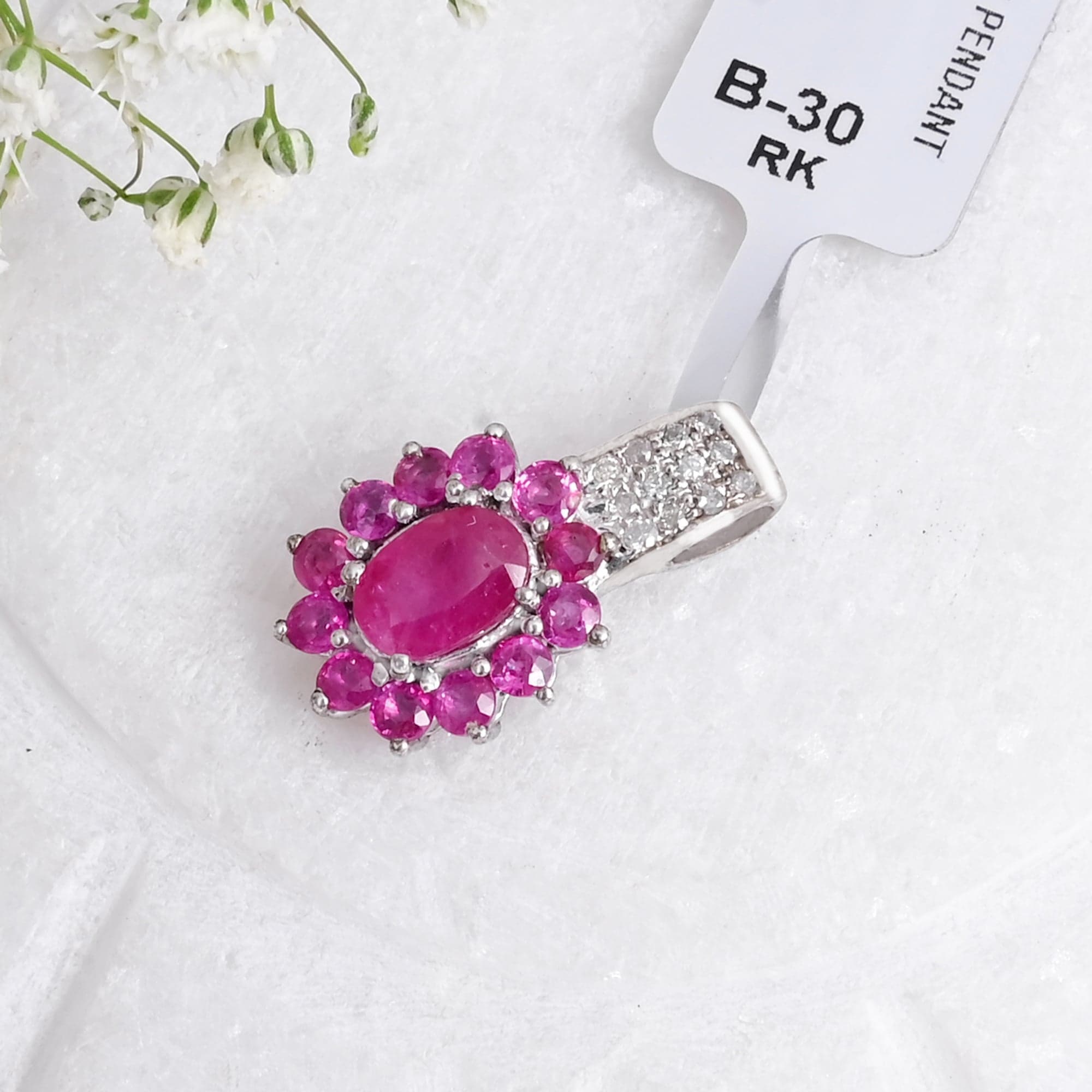 Radiant Bloom Ruby Halo Pendant