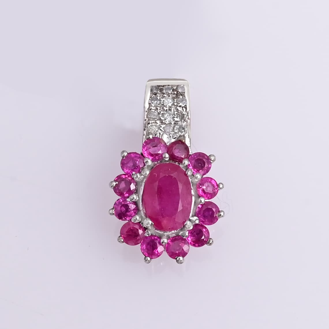 Radiant Bloom Ruby Halo Pendant