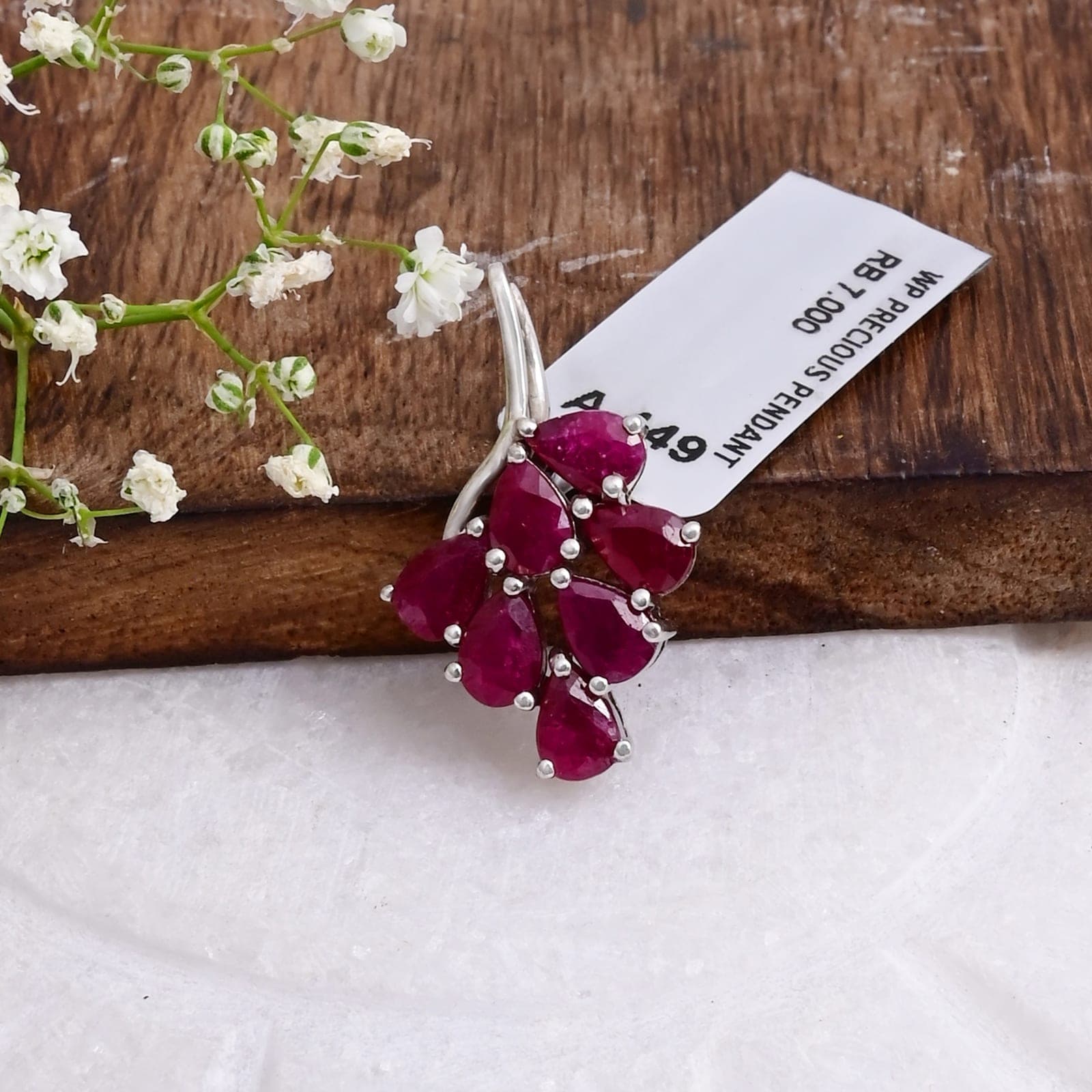 Crimson Leaf Ruby Pendant