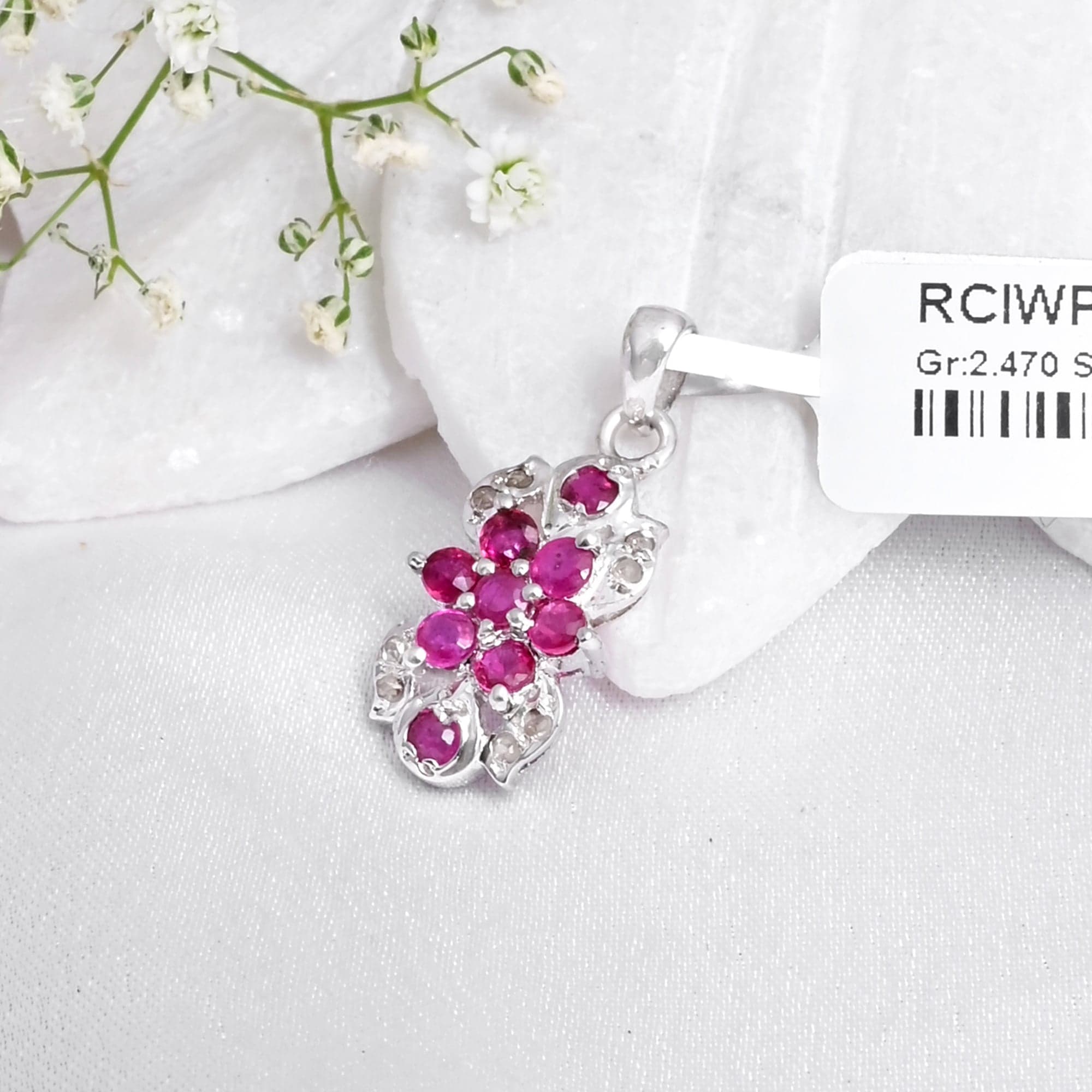 Petal Charm Ruby Pendant