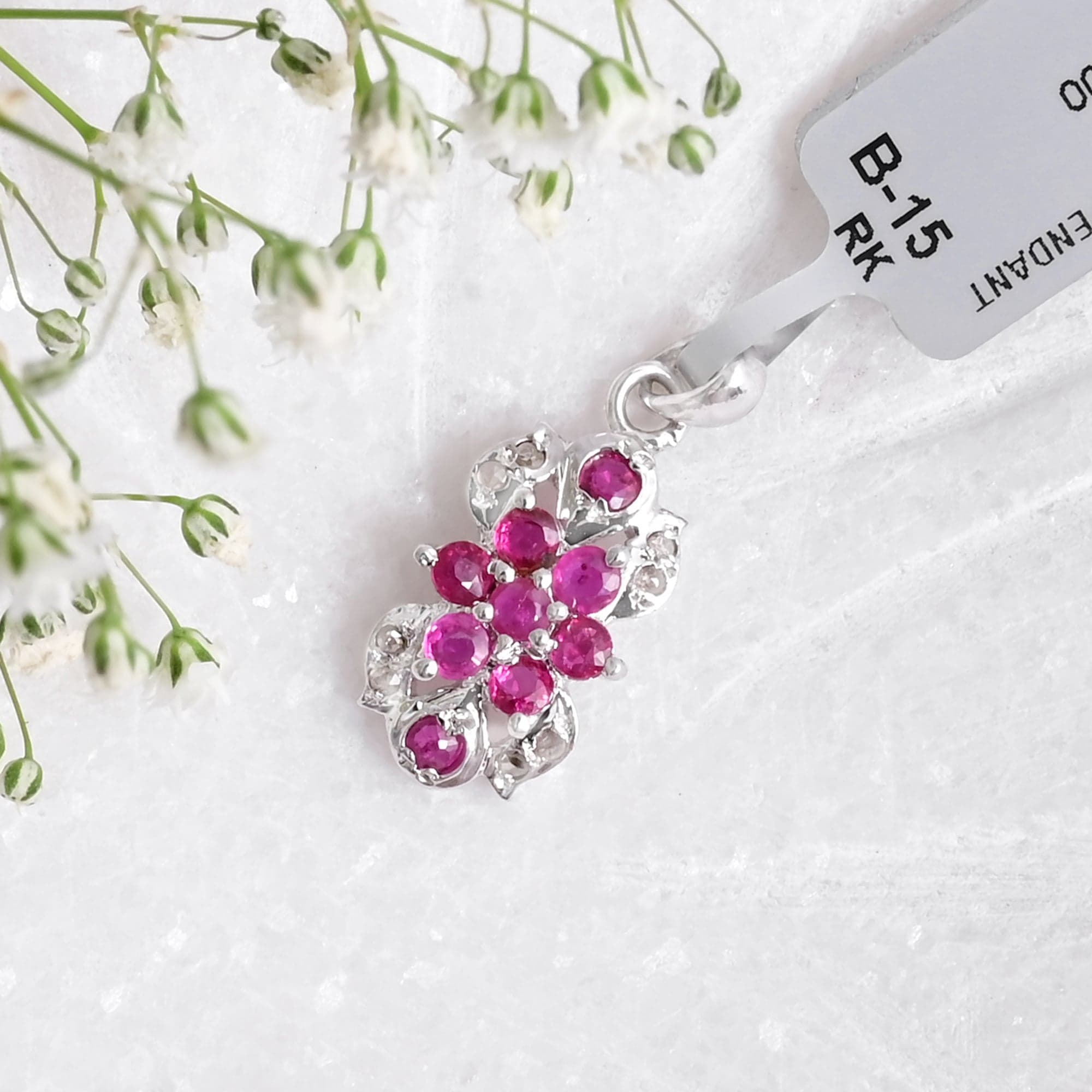 Petal Charm Ruby Pendant