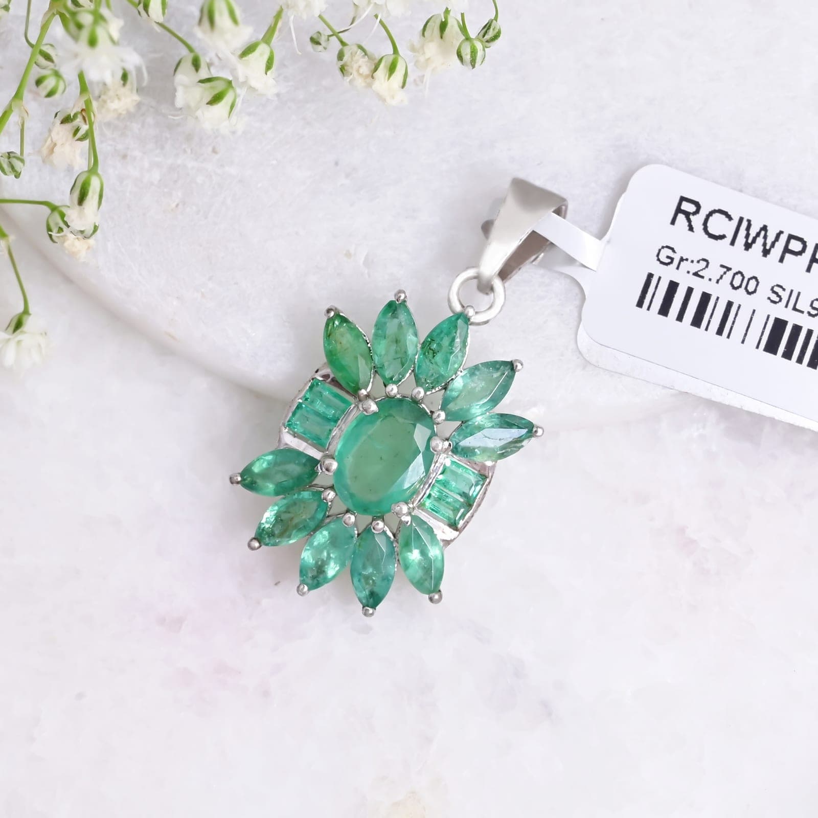 Verdant Bloom Emerald Pendant alternate view