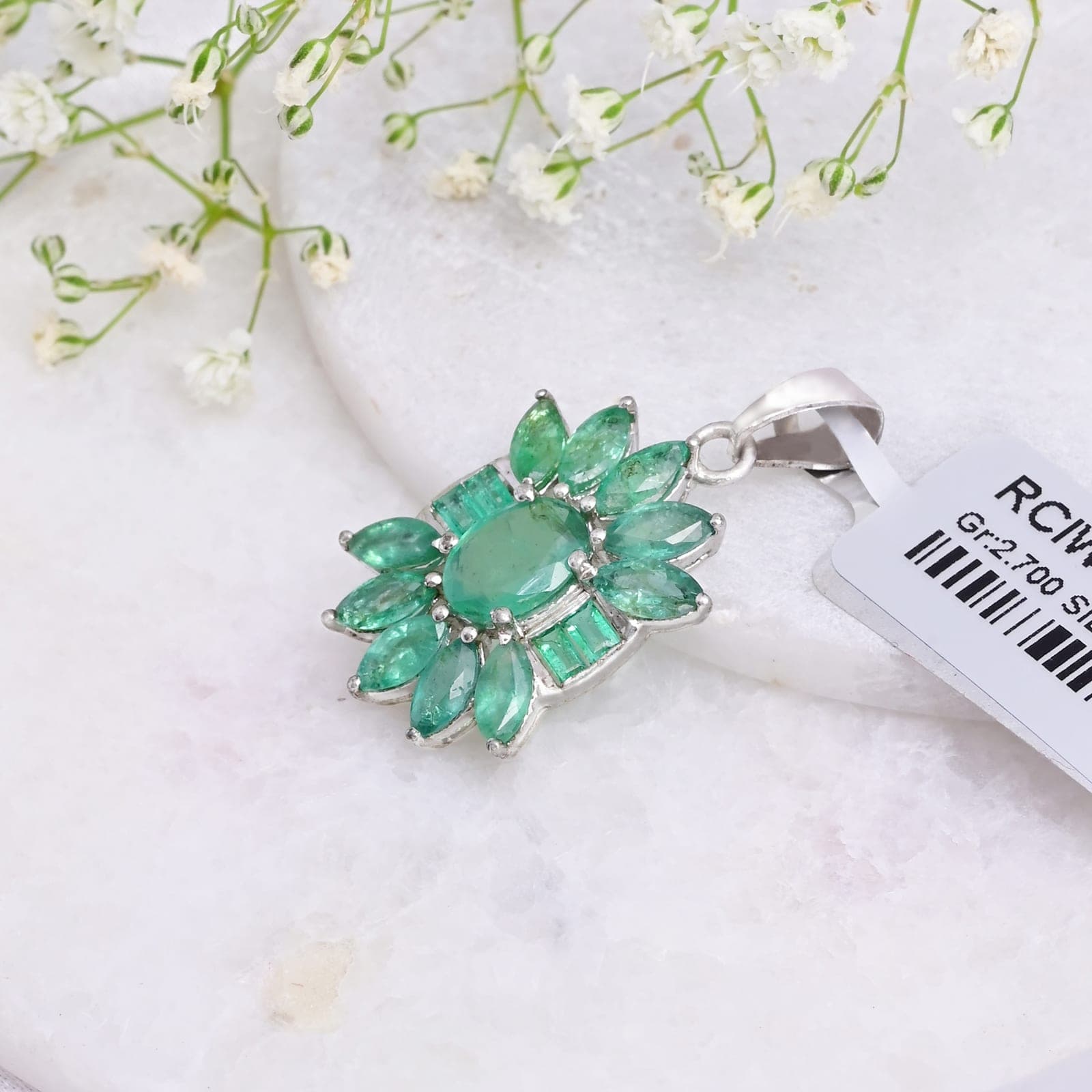 Verdant Bloom Emerald Pendant