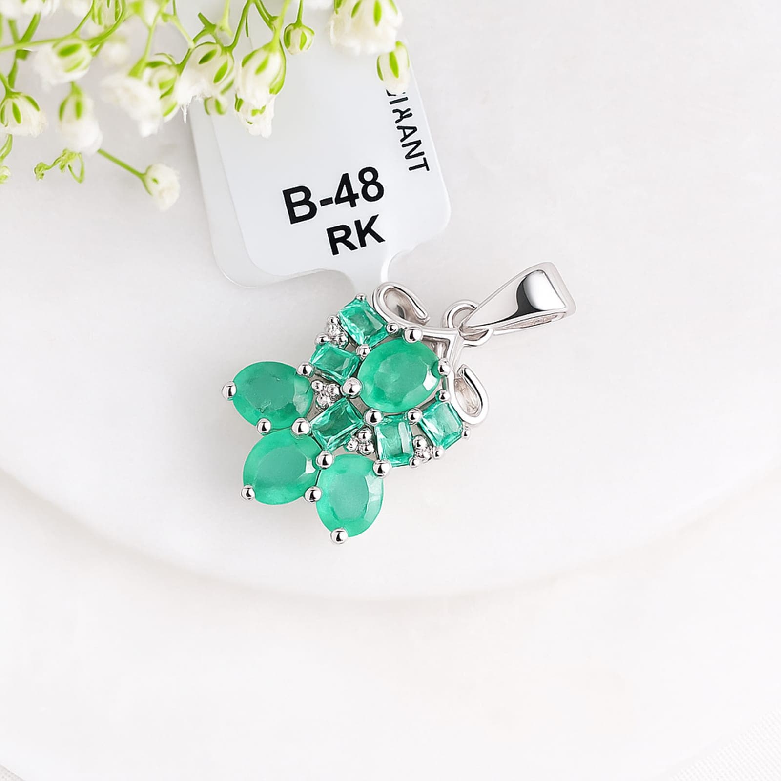 Emerald Cluster Pendant alternate view