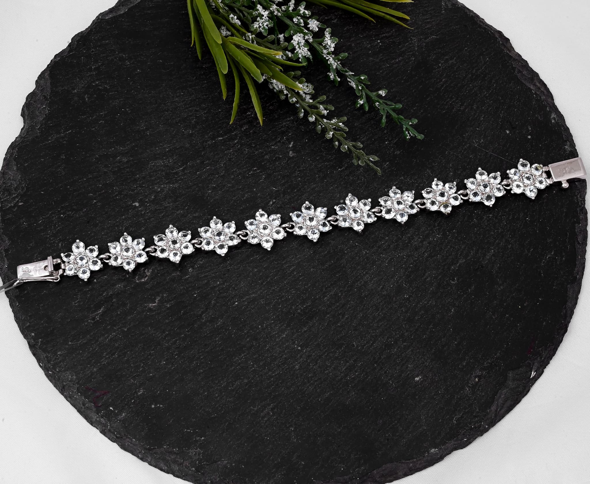 Frost Bloom Aquamarine Floral Bracelet