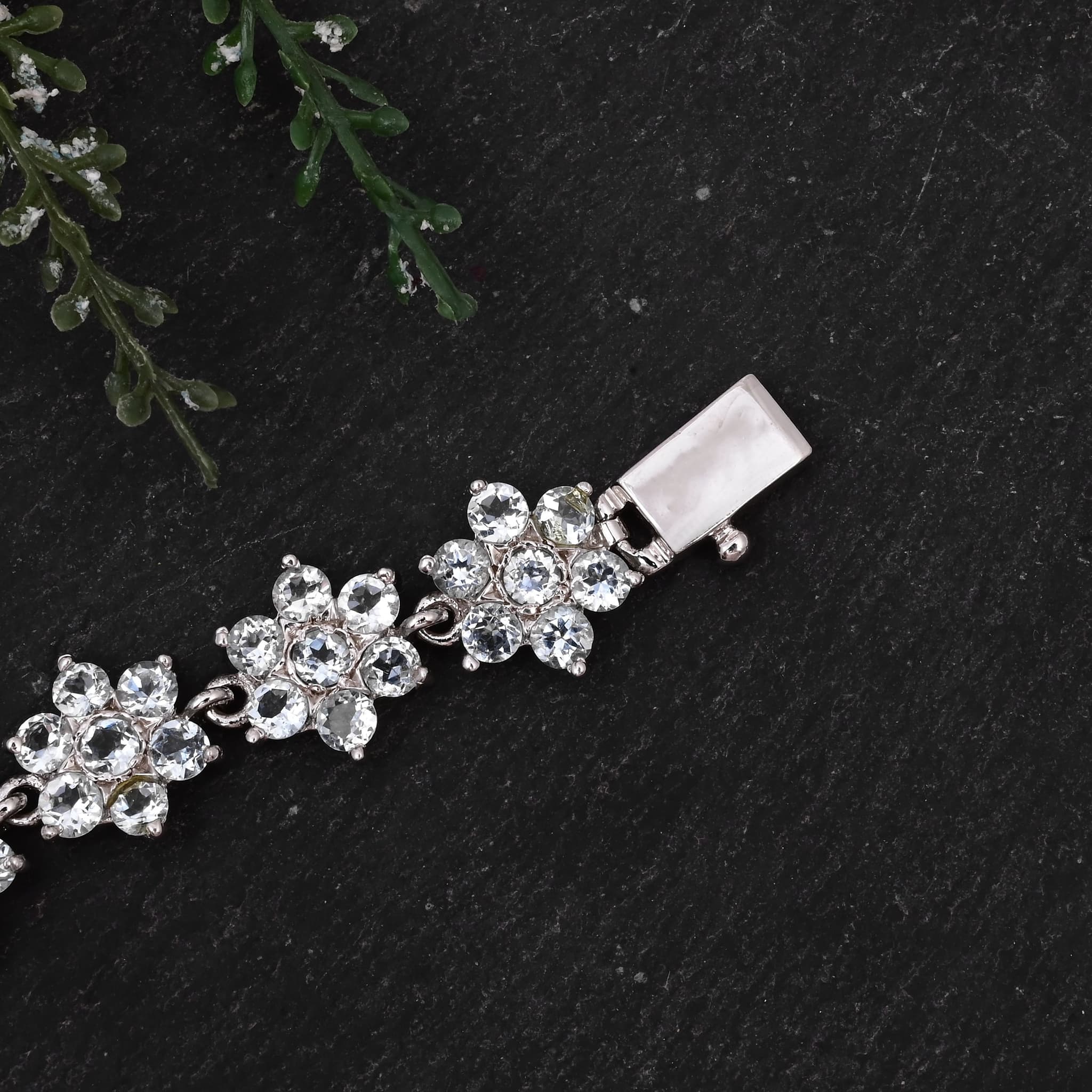 Frost Bloom Aquamarine Floral Bracelet