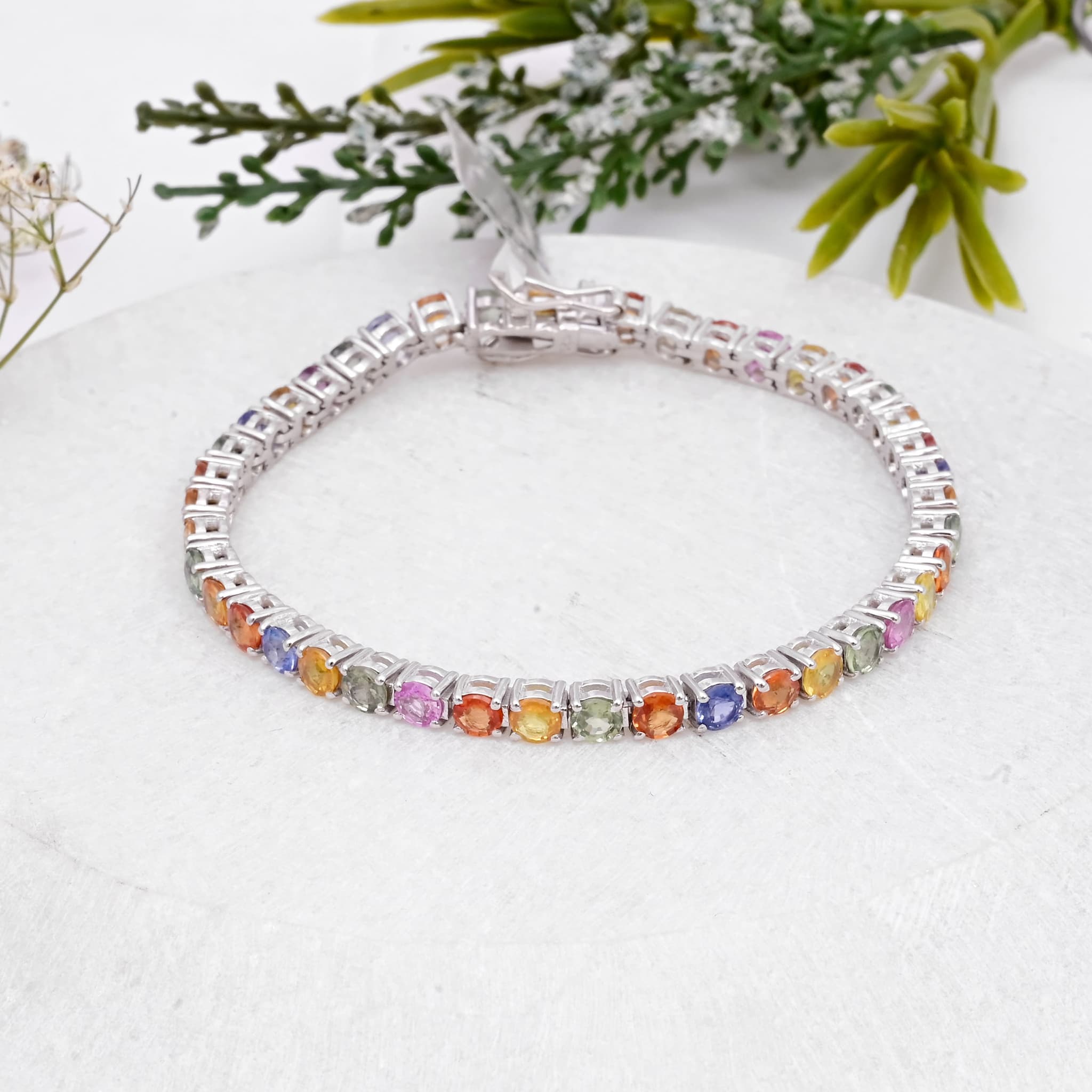 Radiant Spectrum Sapphire Line Bracelet