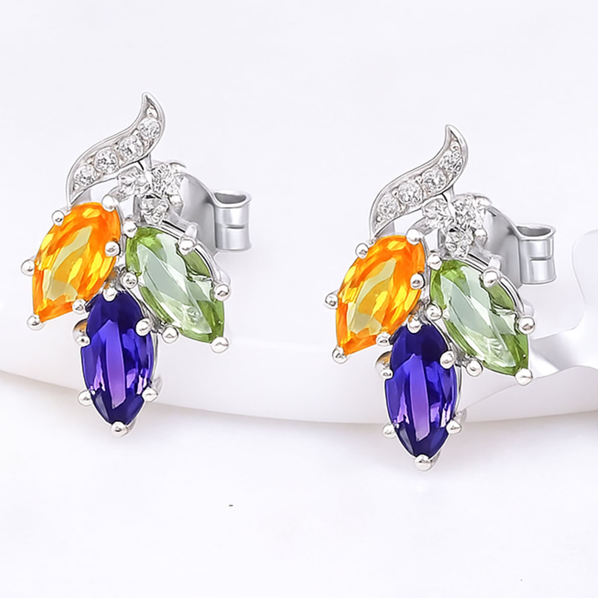 Trinity Glow Gemstone Stud Earrings