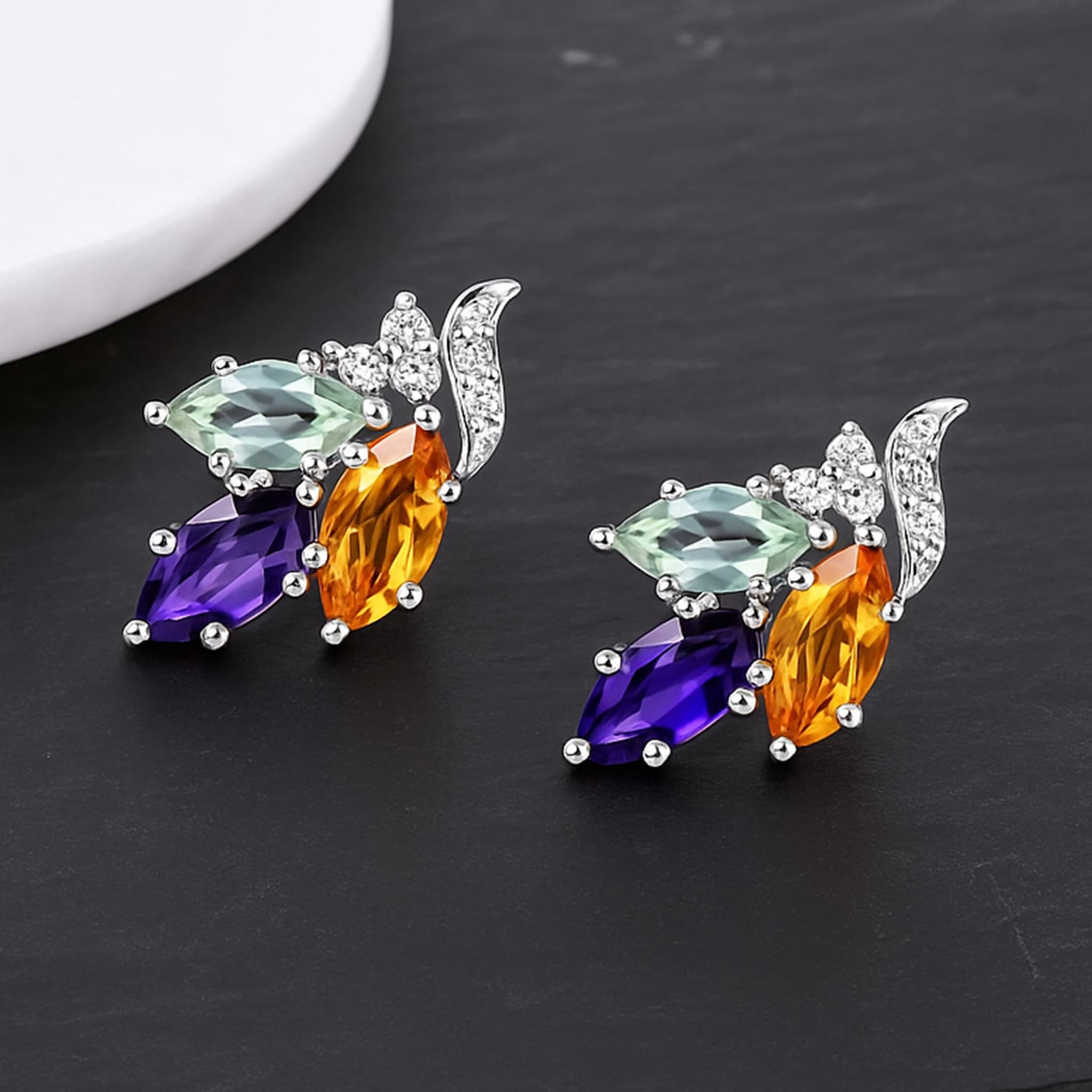 Trinity Glow Gemstone Stud Earrings alternate view
