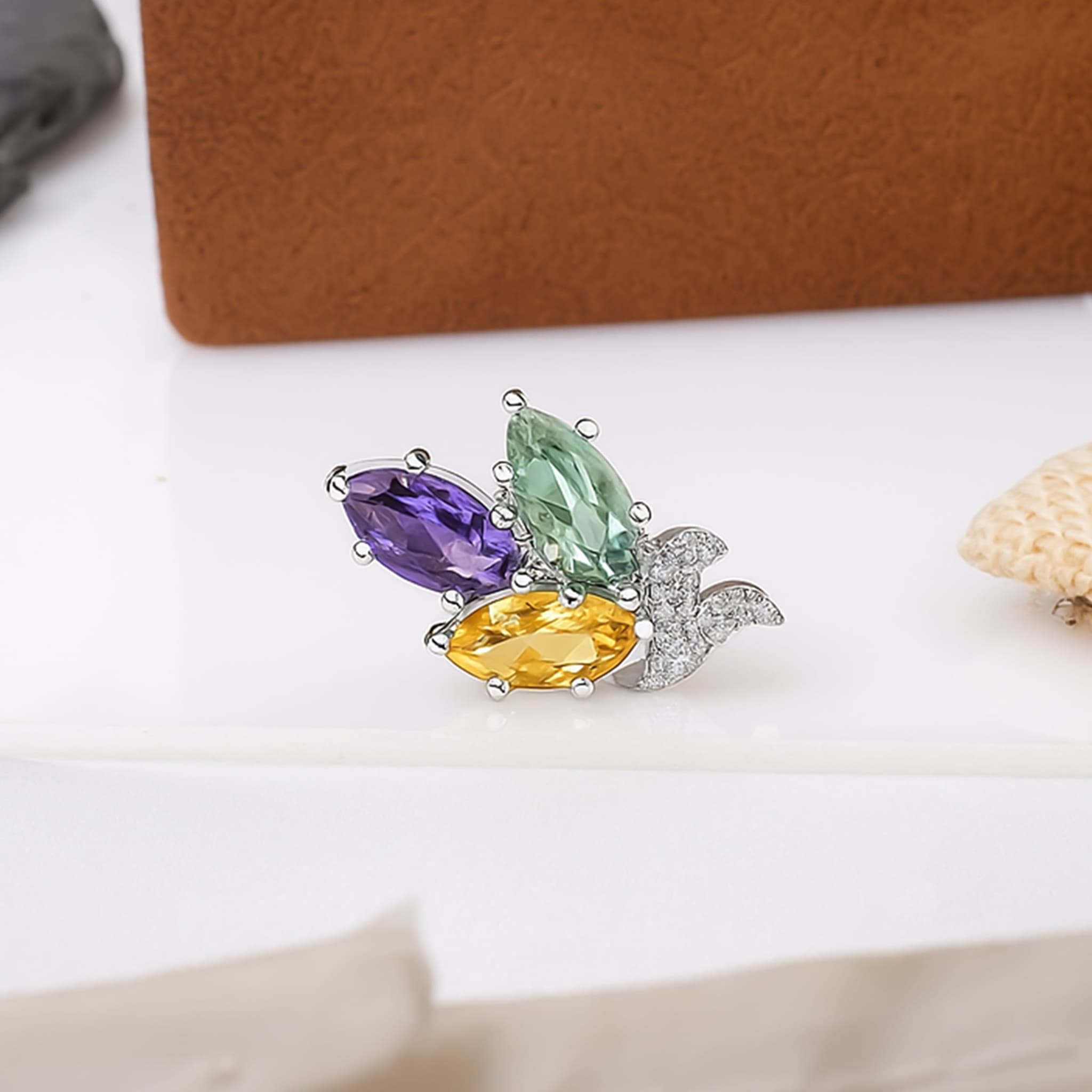 Trinity Glow Gemstone Stud Earrings