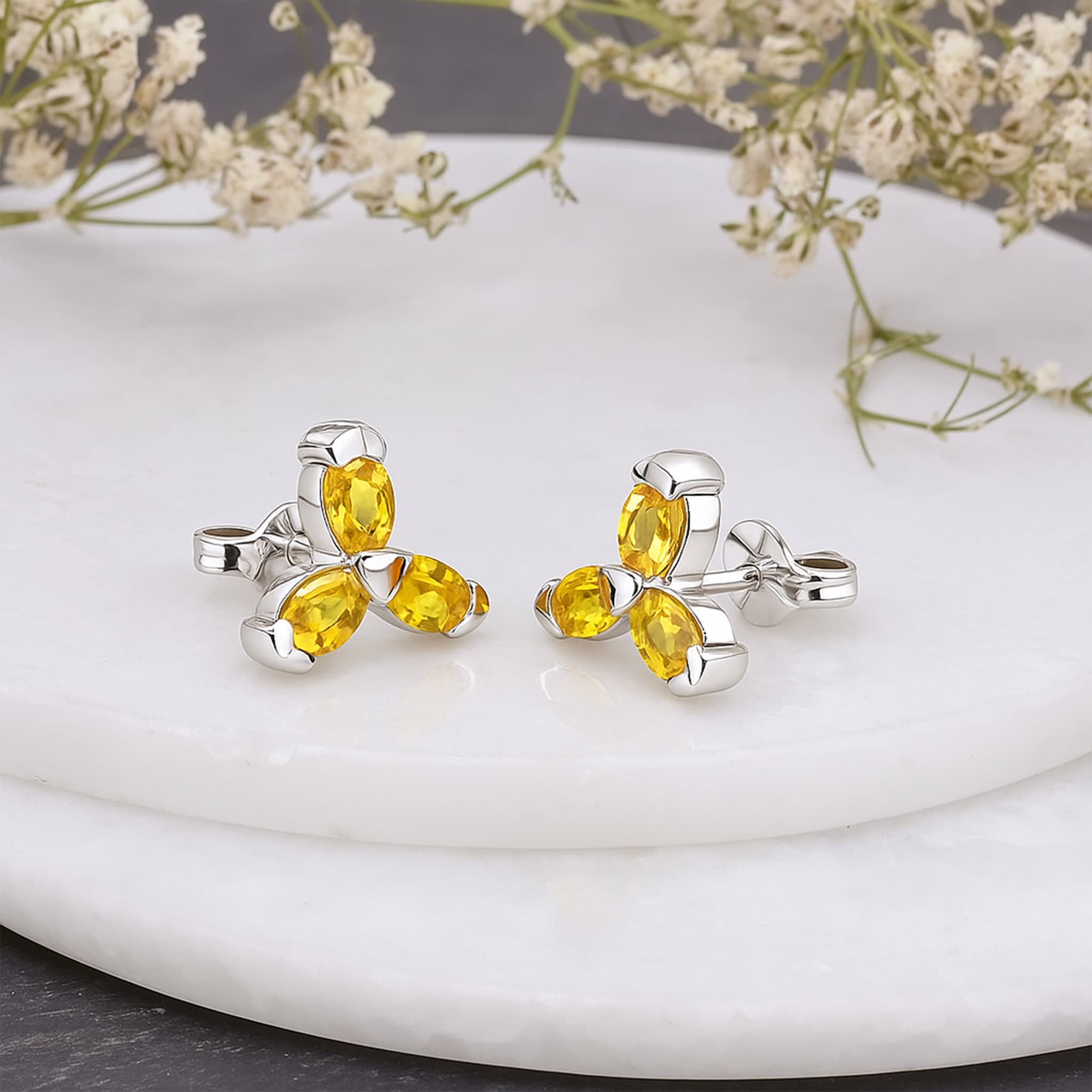 Sunlit Trio Yellow Sapphire Stud Earrings alternate view