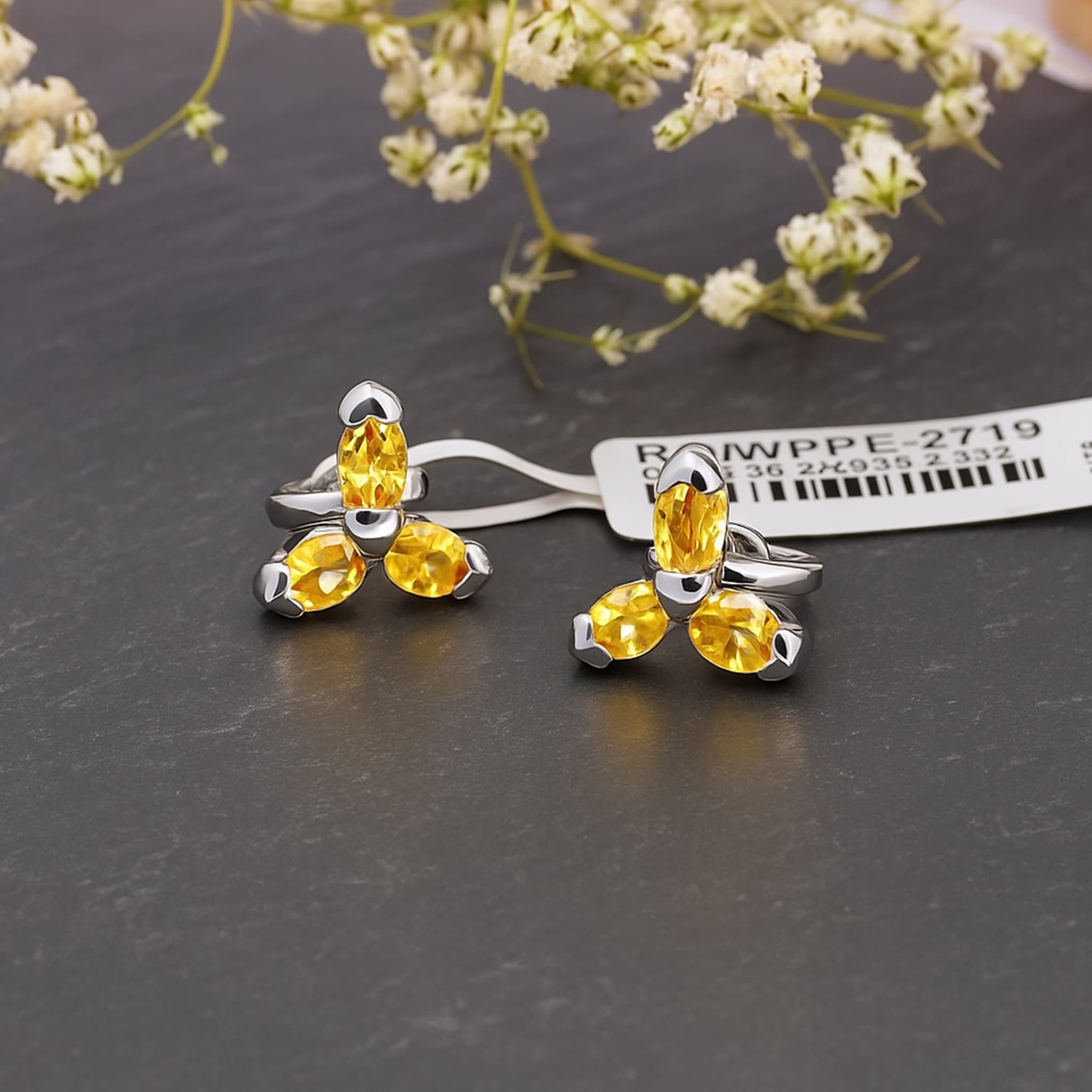 Sunlit Trio Yellow Sapphire Stud Earrings