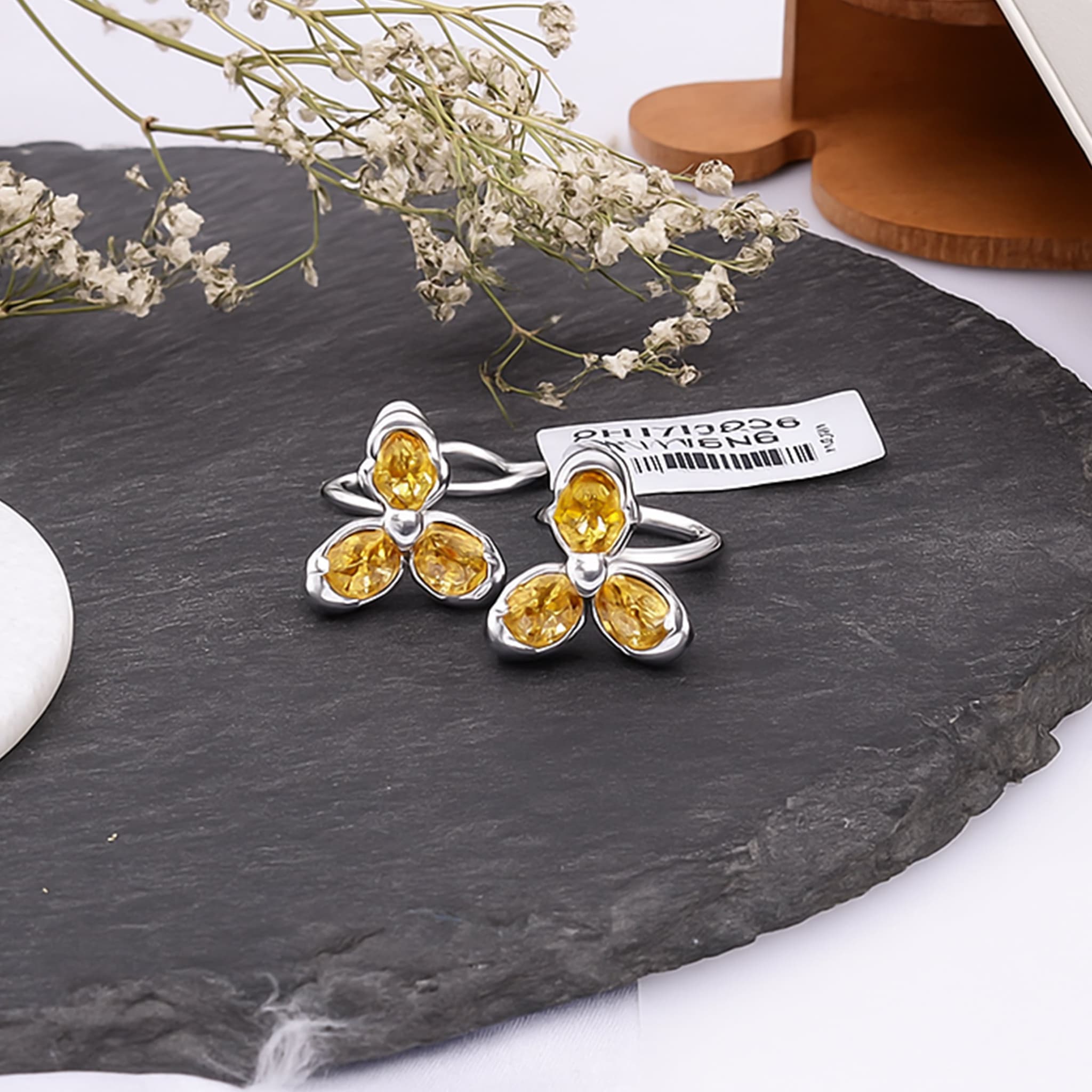 Sunlit Trio Yellow Sapphire Stud Earrings