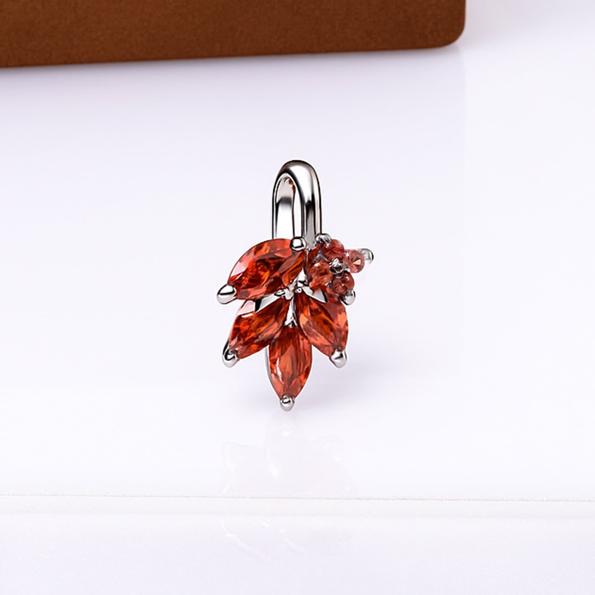 Flame Petal Orange Sapphire Stud Earrings