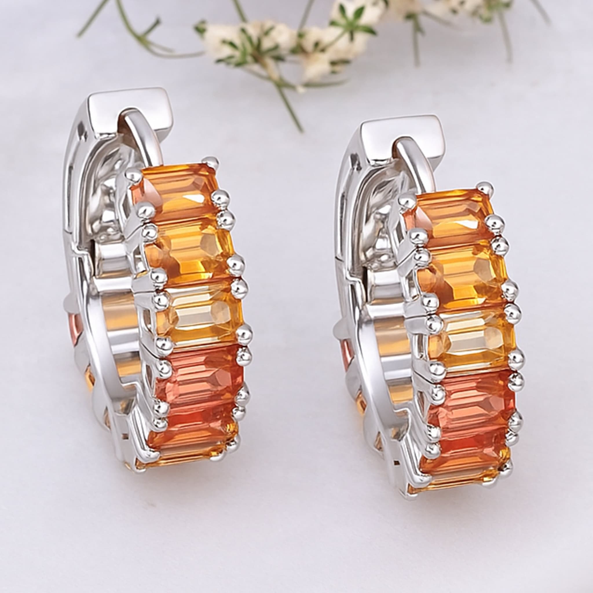 Sunset Spectrum Sapphire Hoop Earrings