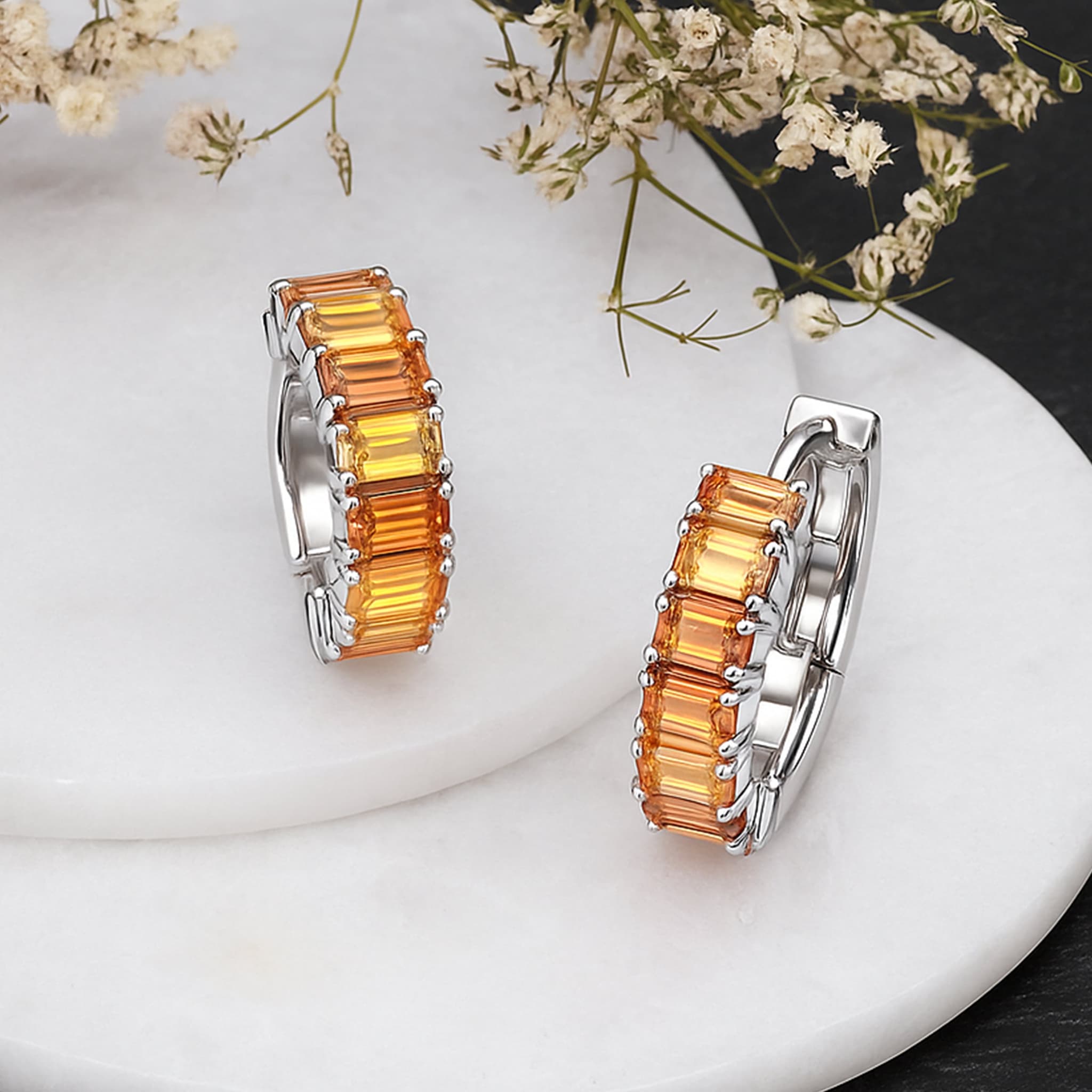 Sunset Spectrum Sapphire Hoop Earrings alternate view