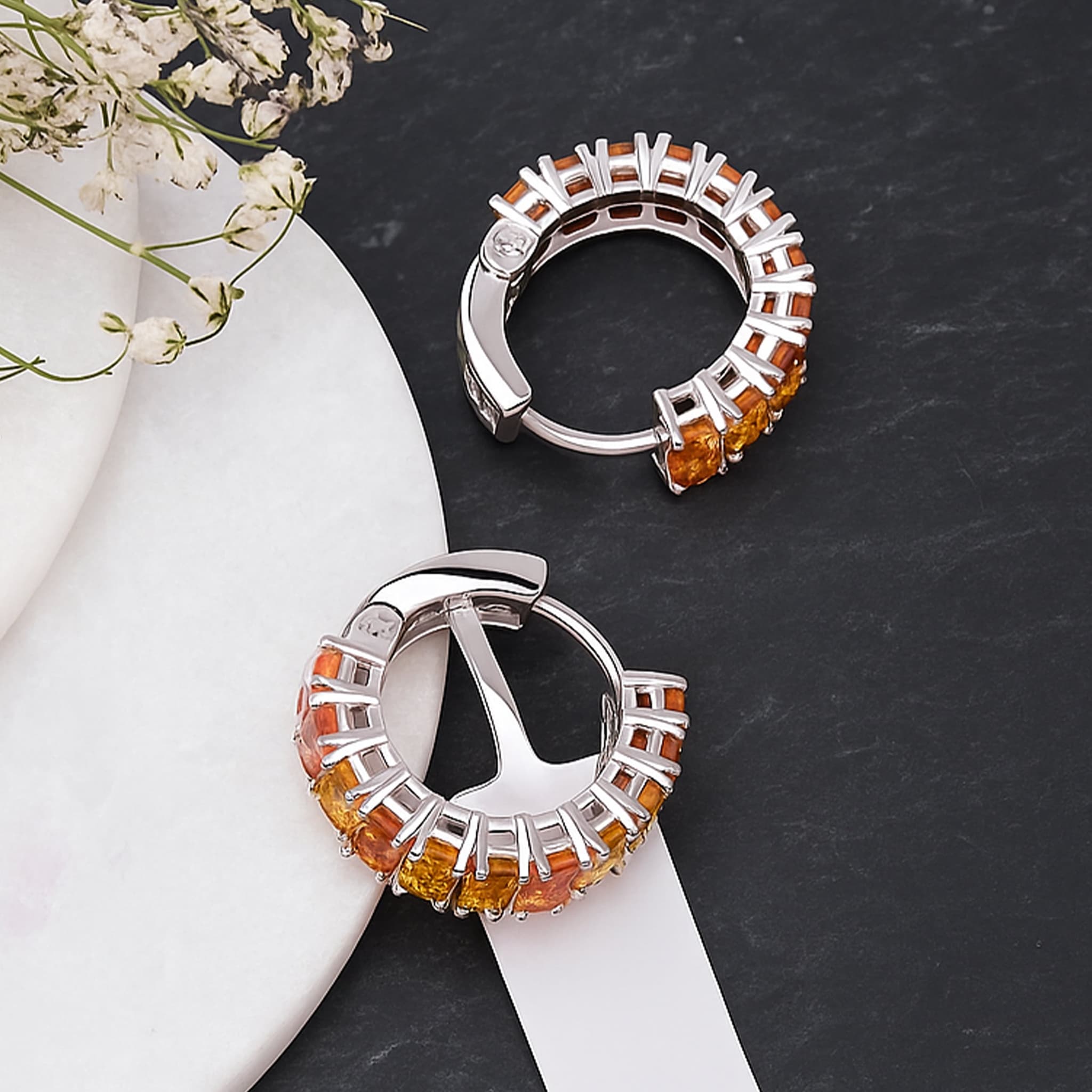 Sunset Spectrum Sapphire Hoop Earrings