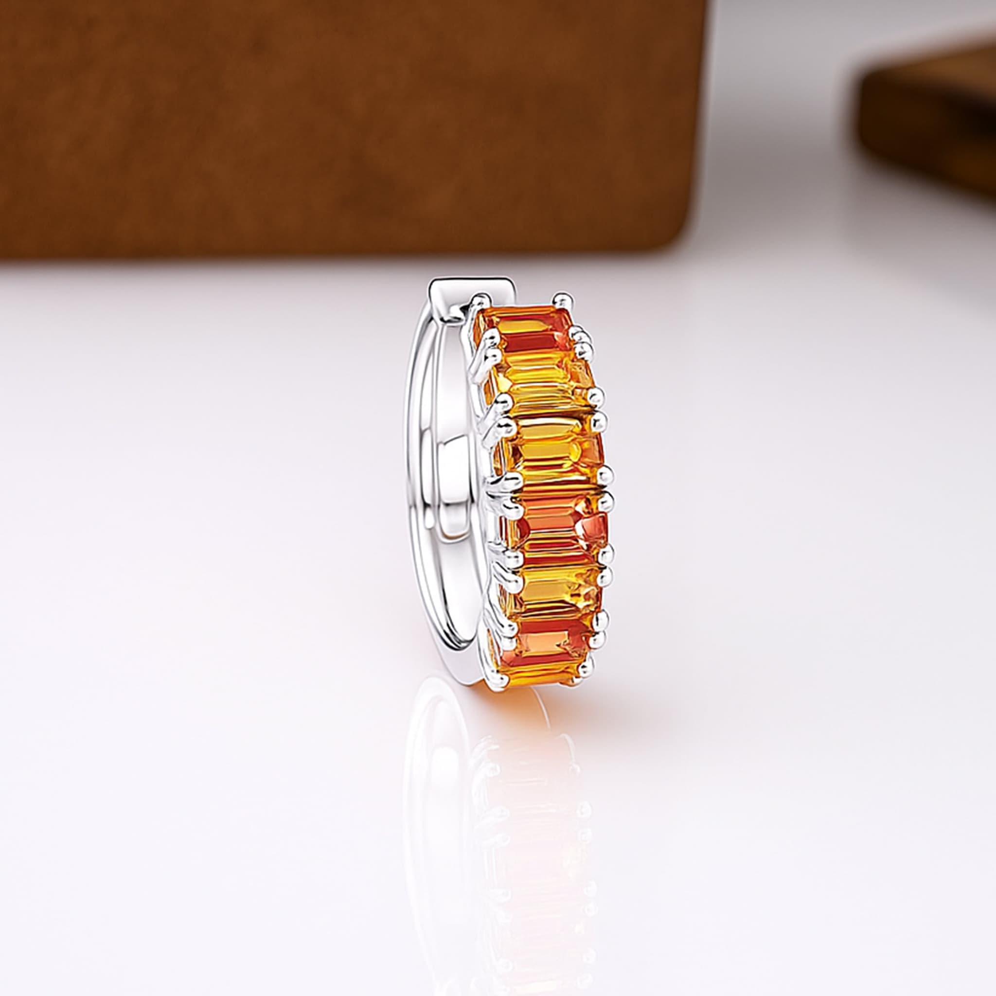 Sunset Spectrum Sapphire Hoop Earrings