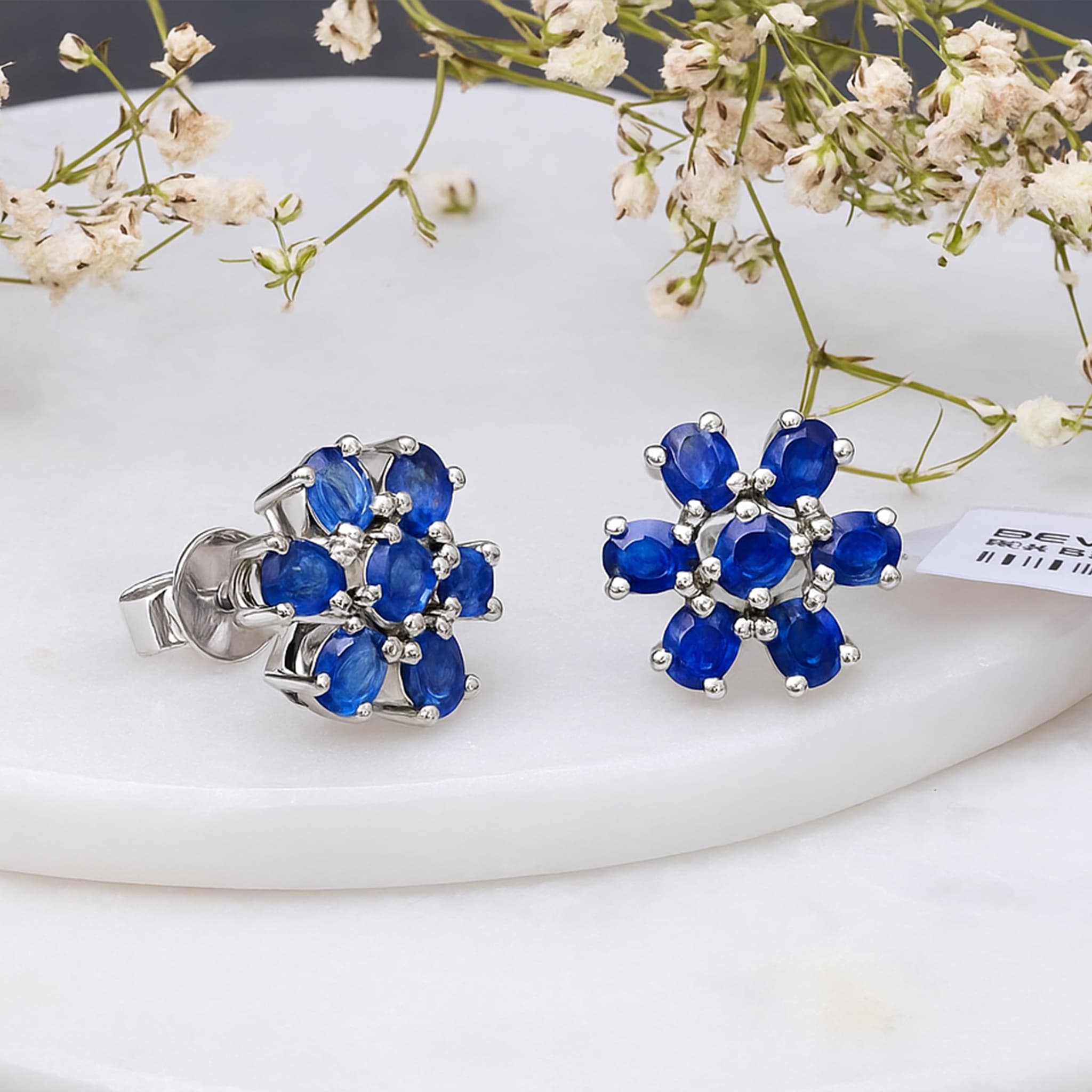 Celestial Bloom Blue Sapphire & Diamond Accent Stud Earrings alternate view