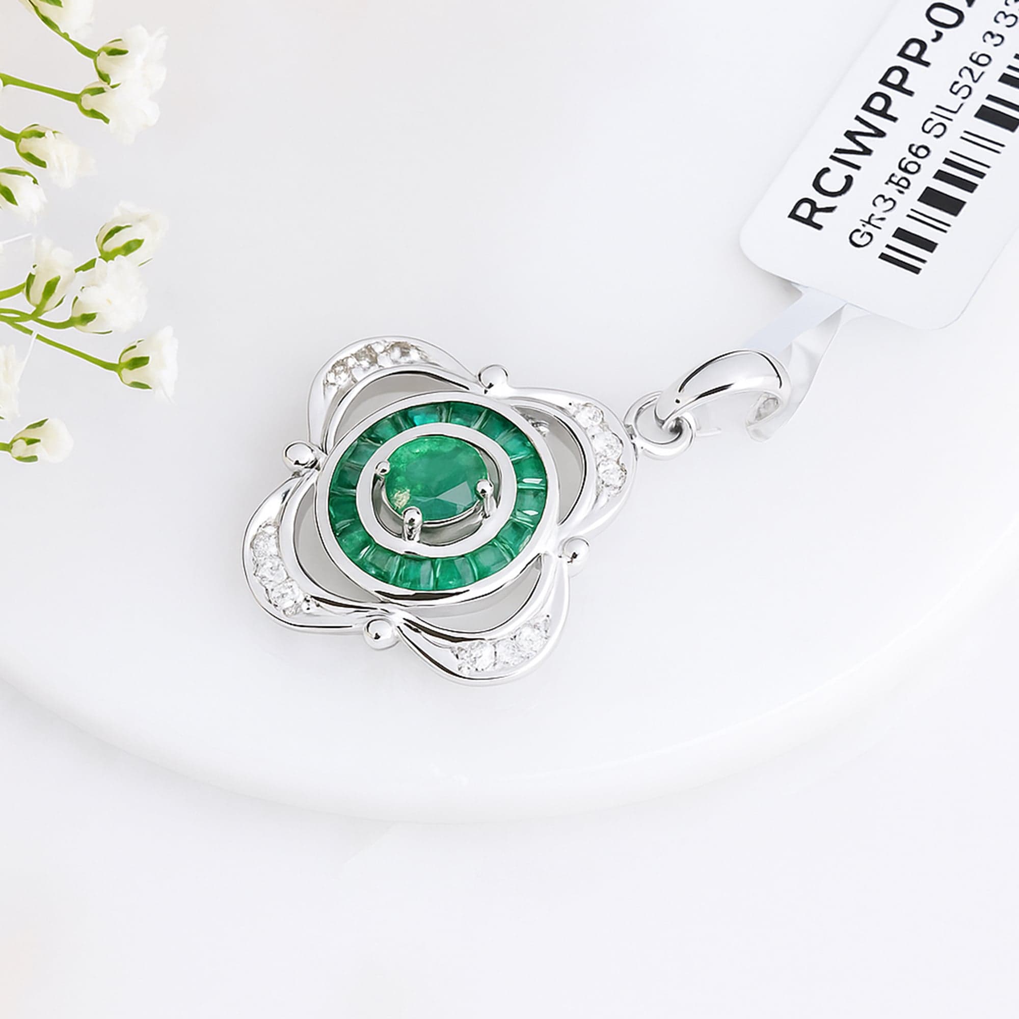 Emerald Bloom Halo Pendant