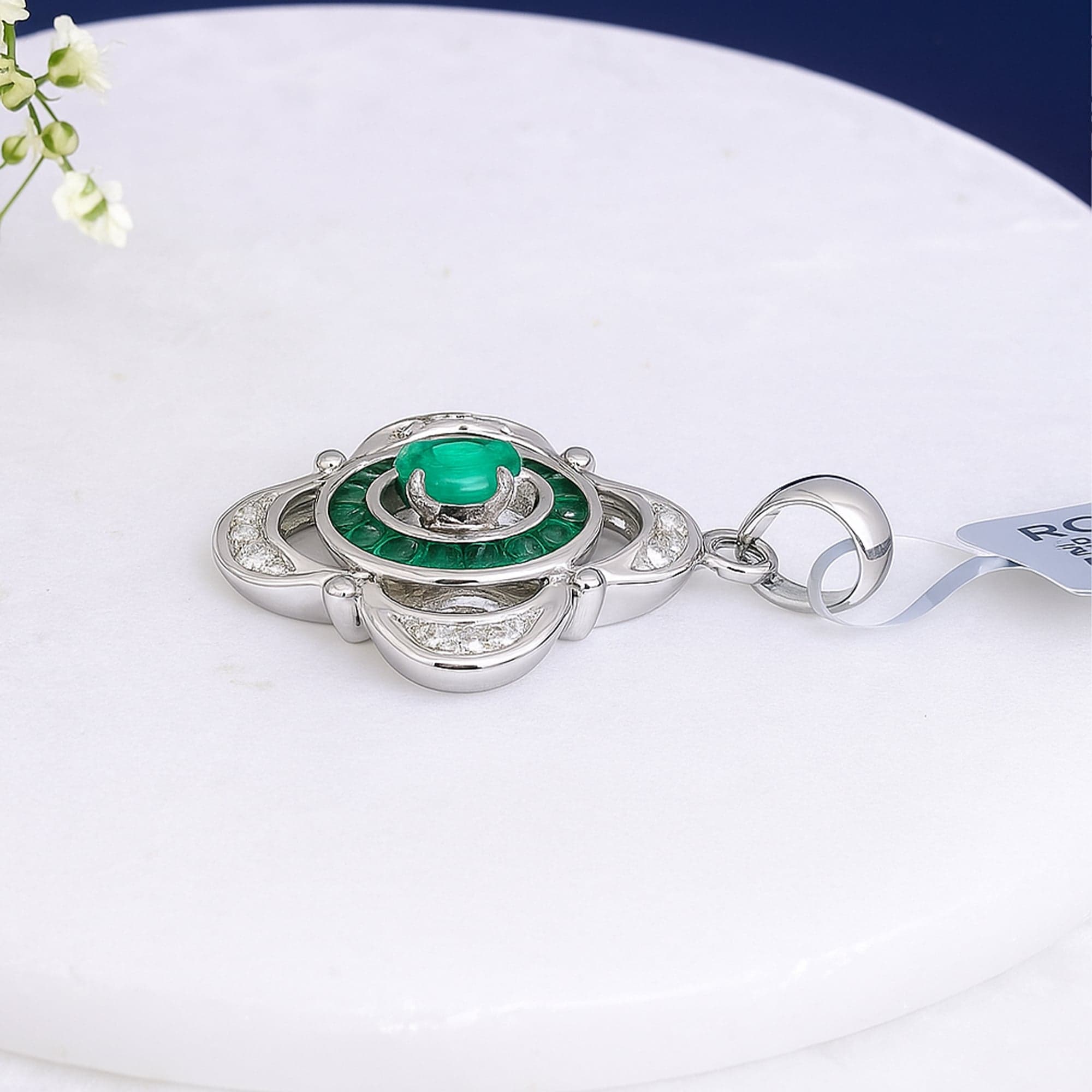 Emerald Bloom Halo Pendant