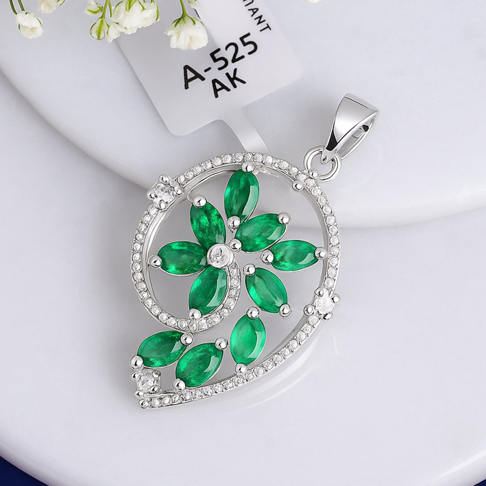 Emerald Petal Grace Pendant