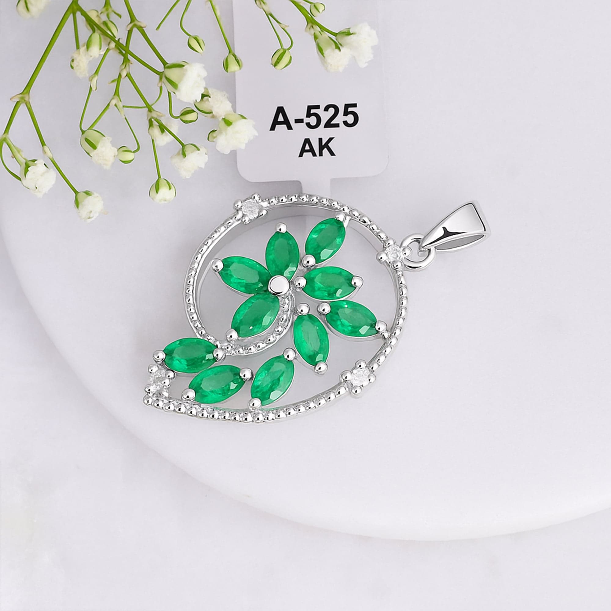 Emerald Petal Grace Pendant