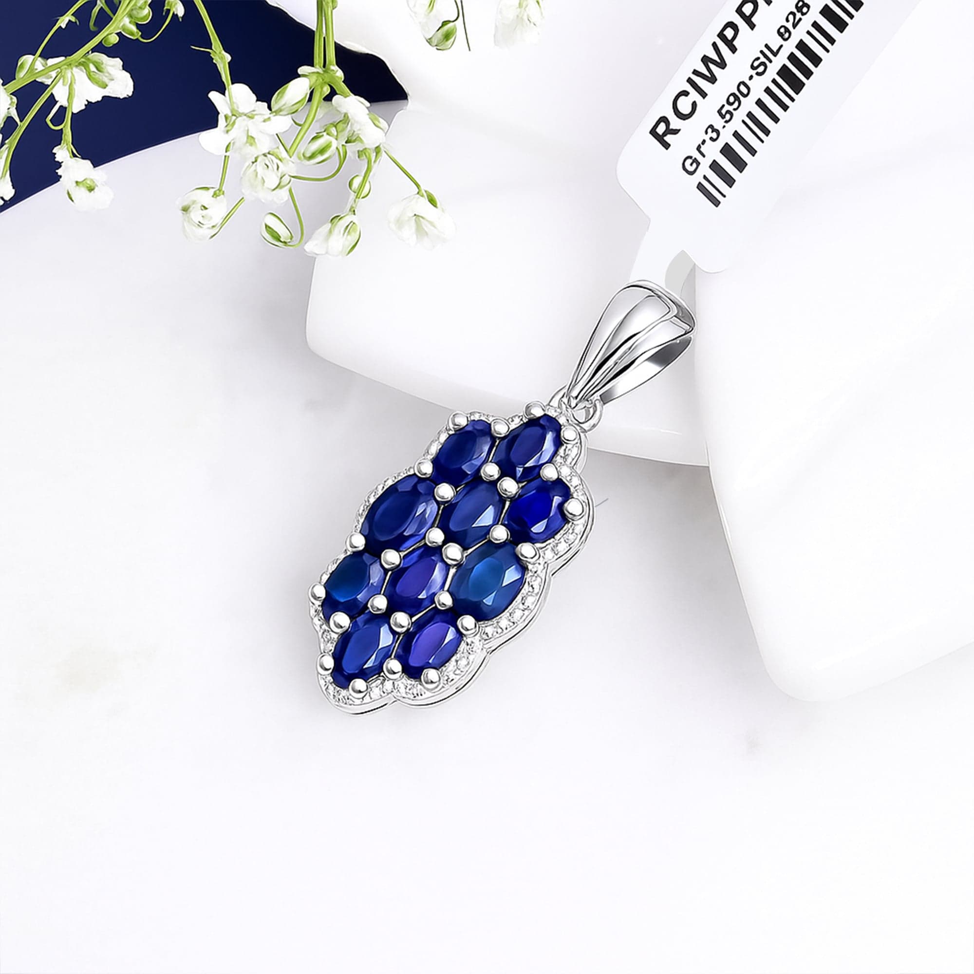 Royal Blue Sapphire Cluster Pendant alternate view