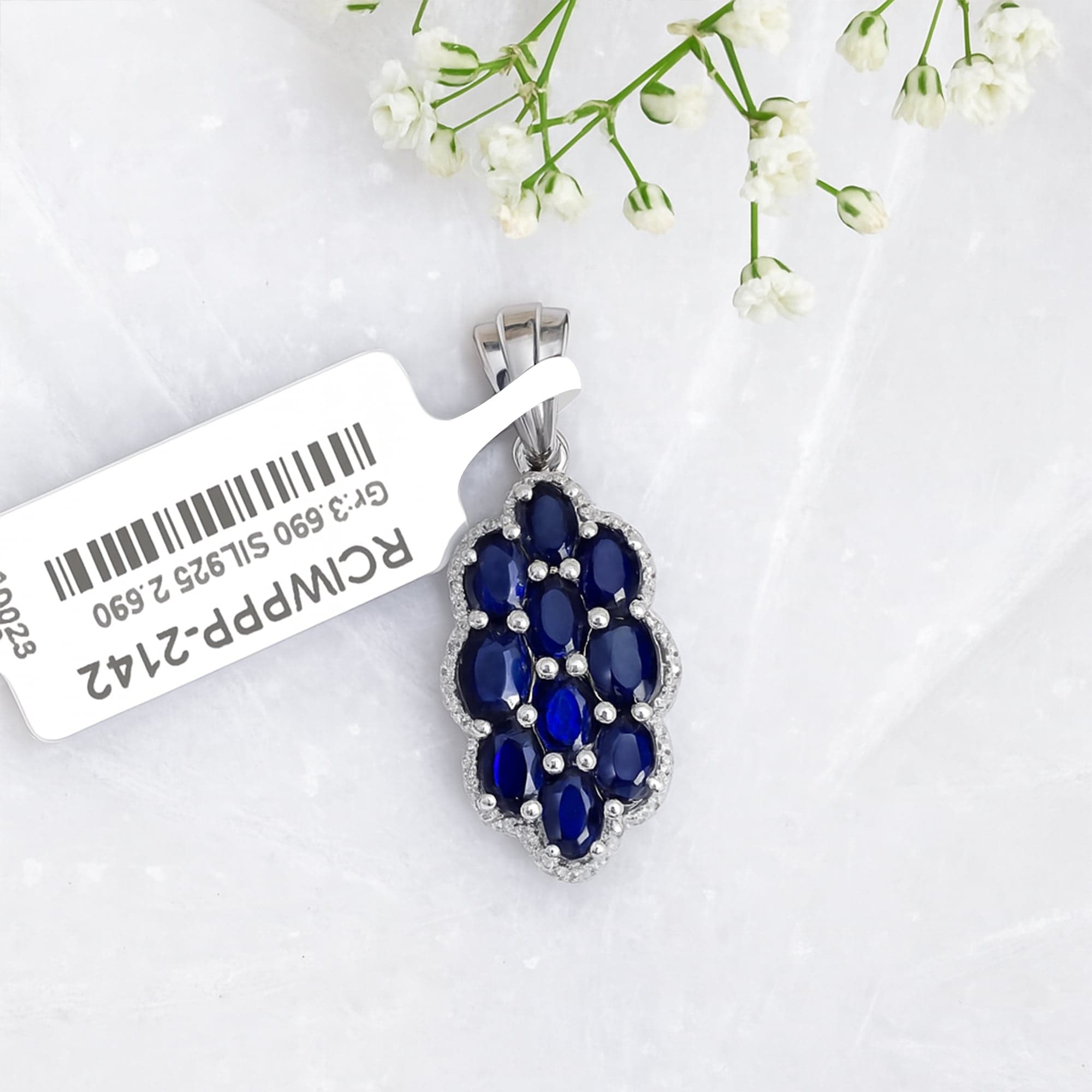 Royal Blue Sapphire Cluster Pendant