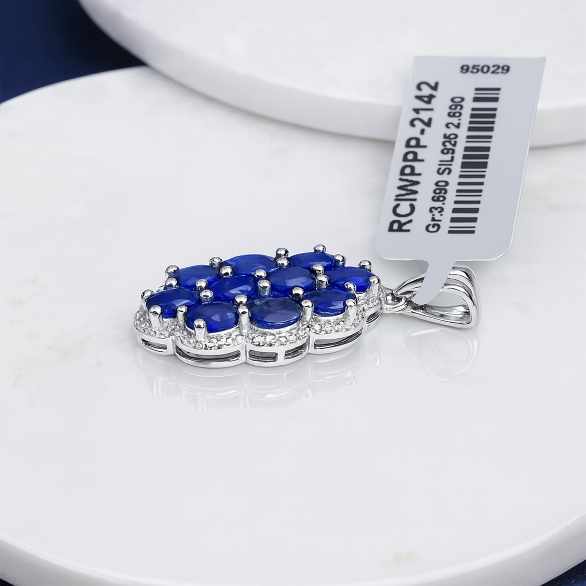Royal Blue Sapphire Cluster Pendant