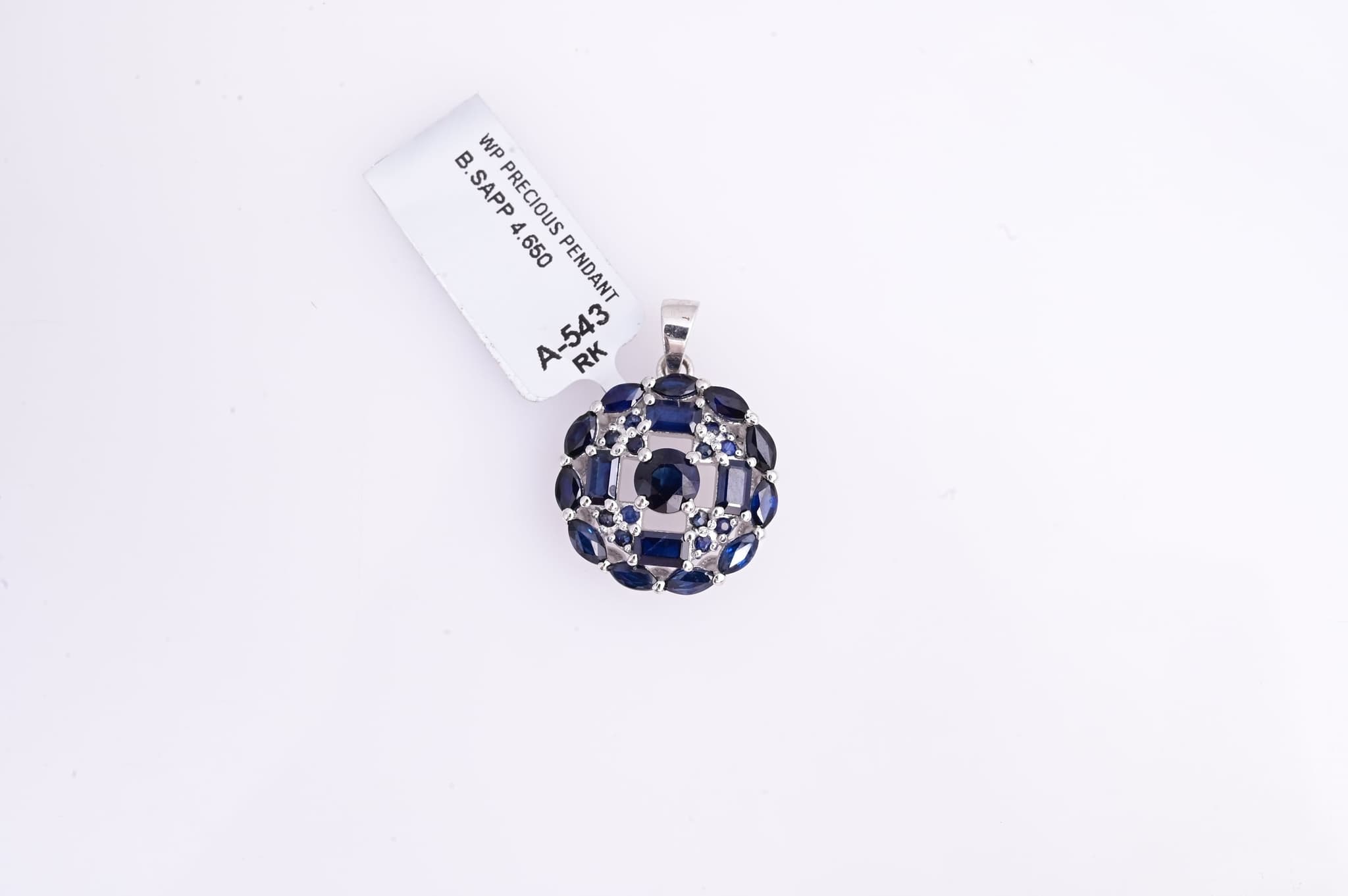 Royal Blue Sapphire Halo Pendant with Chain