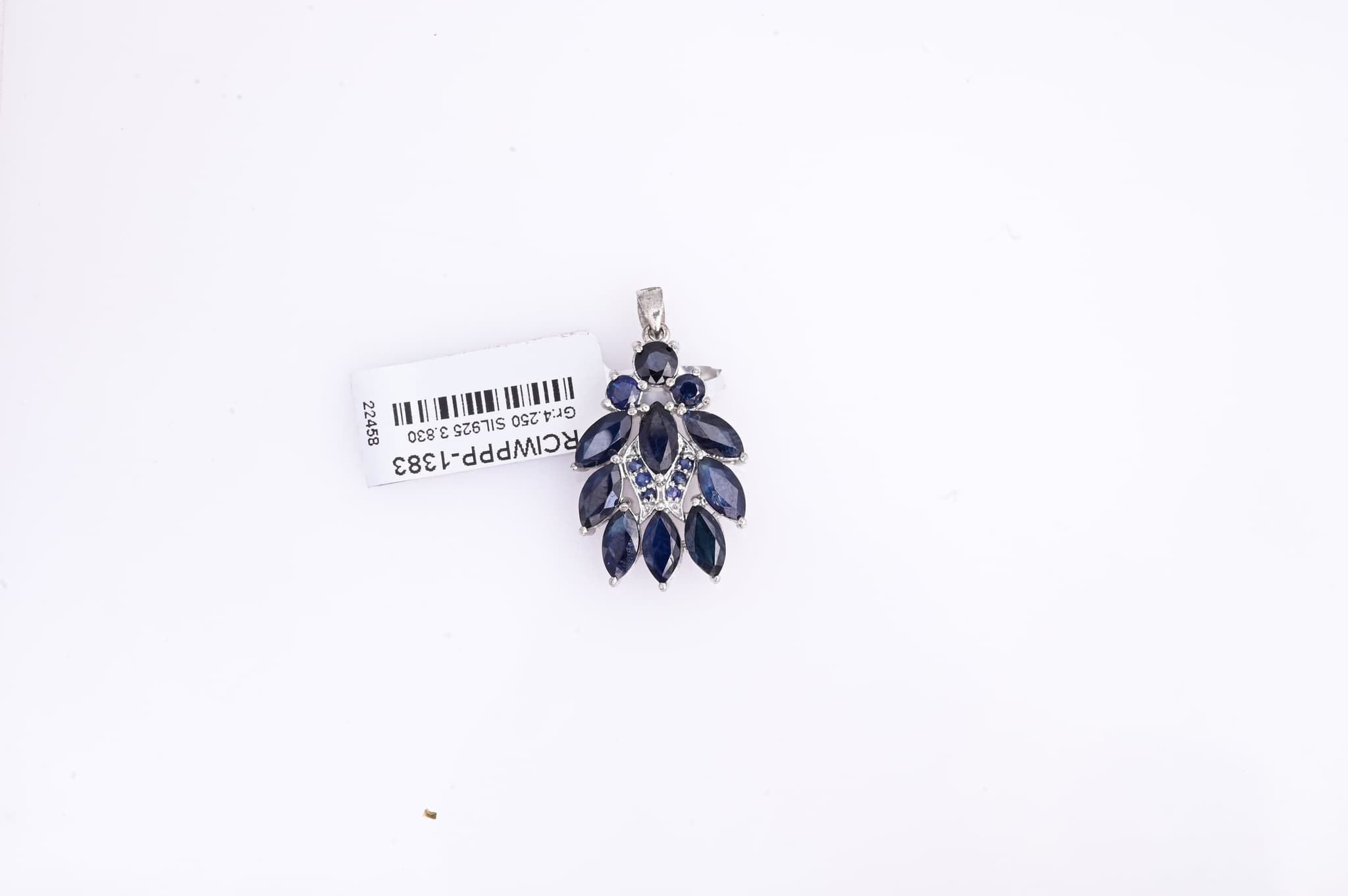 Royal Blue Sapphire Drop Pendant with Chain