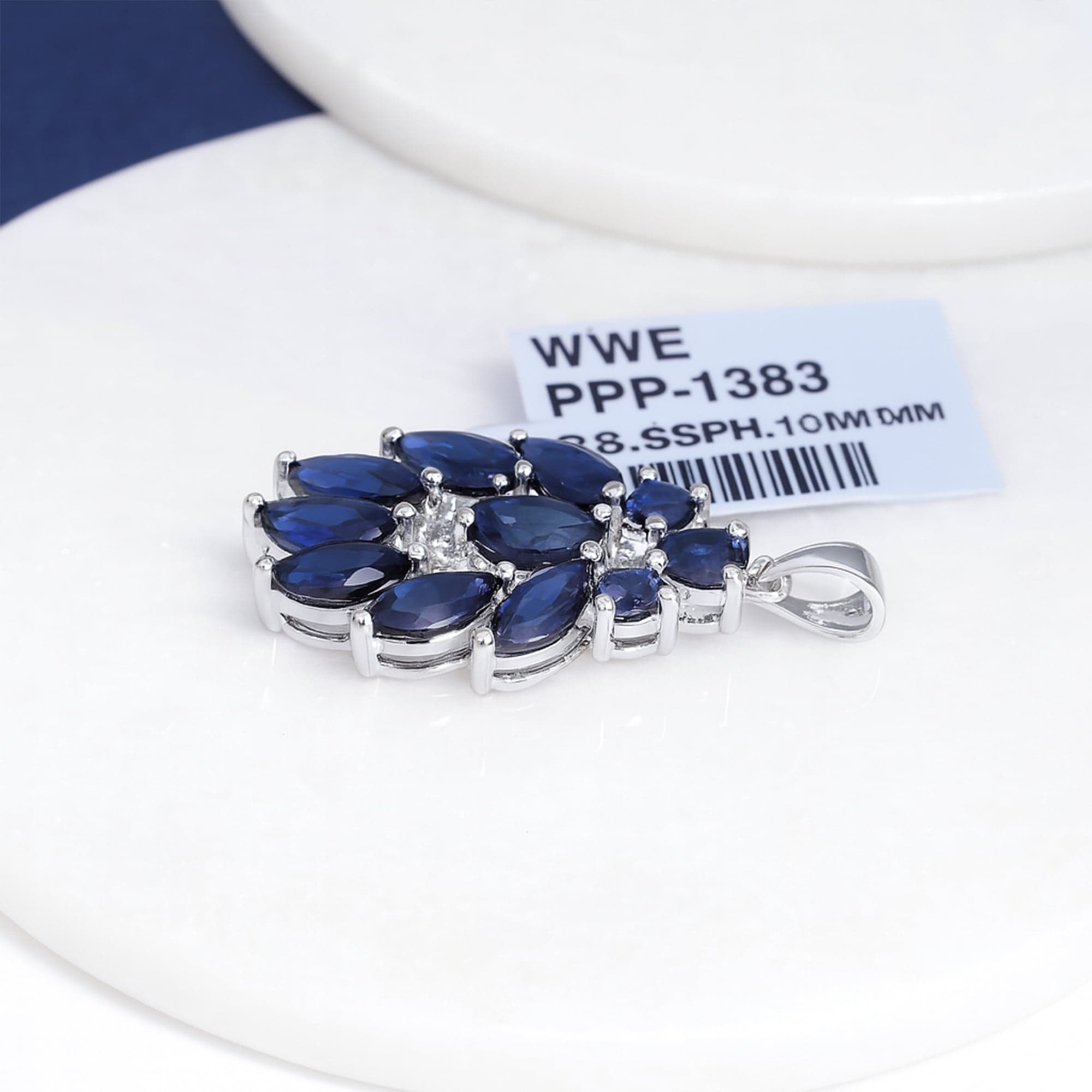 Royal Blue Sapphire Drop Pendant with Chain
