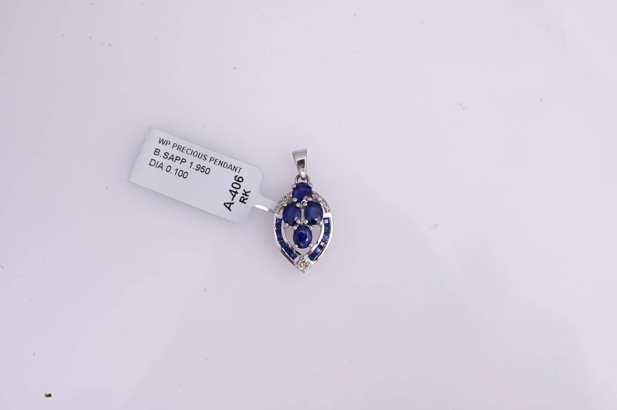 Blue Sapphire Leaf Pendant with Chain