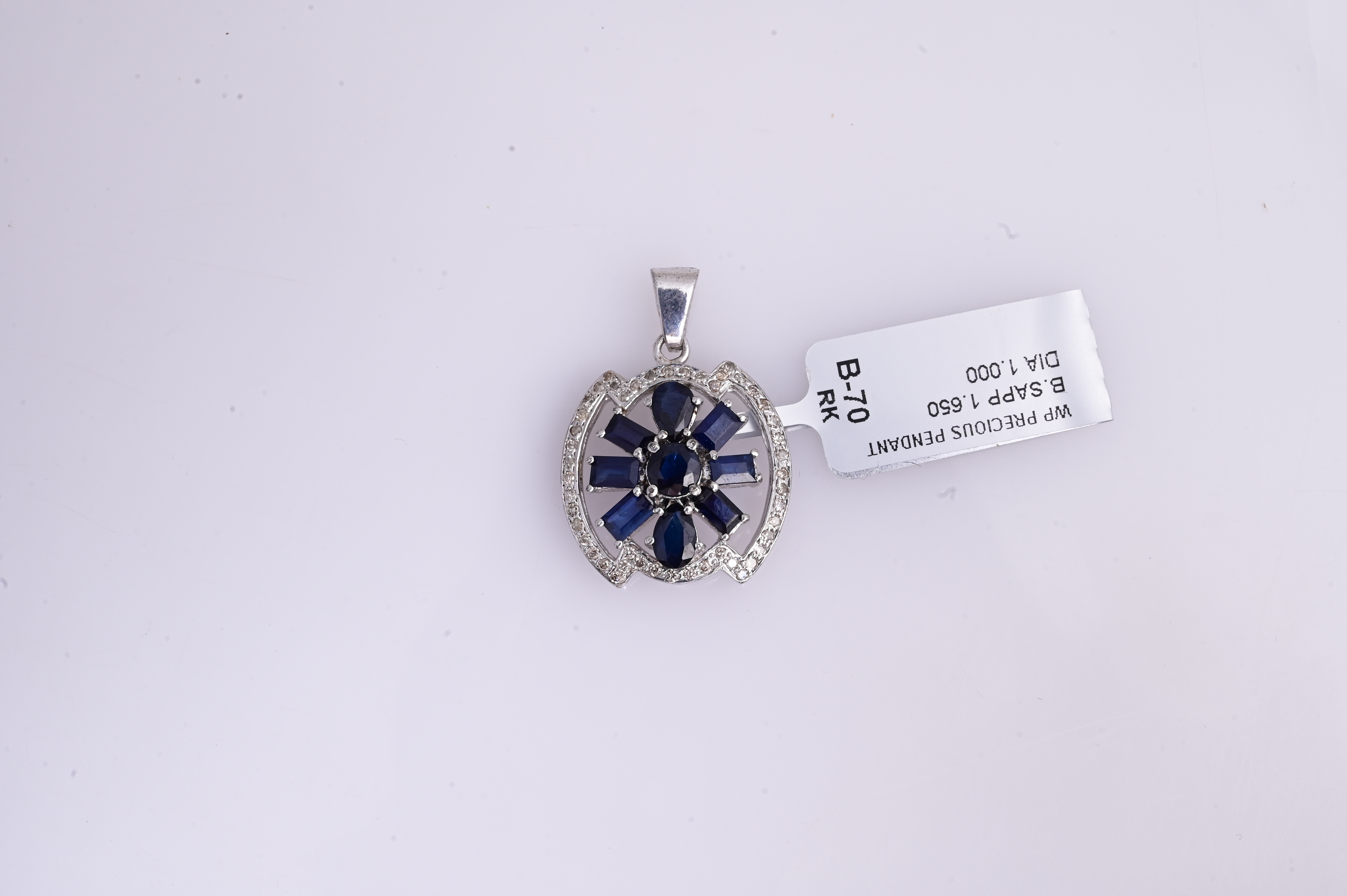Blue Sapphire Diamond Floral Halo Pendant