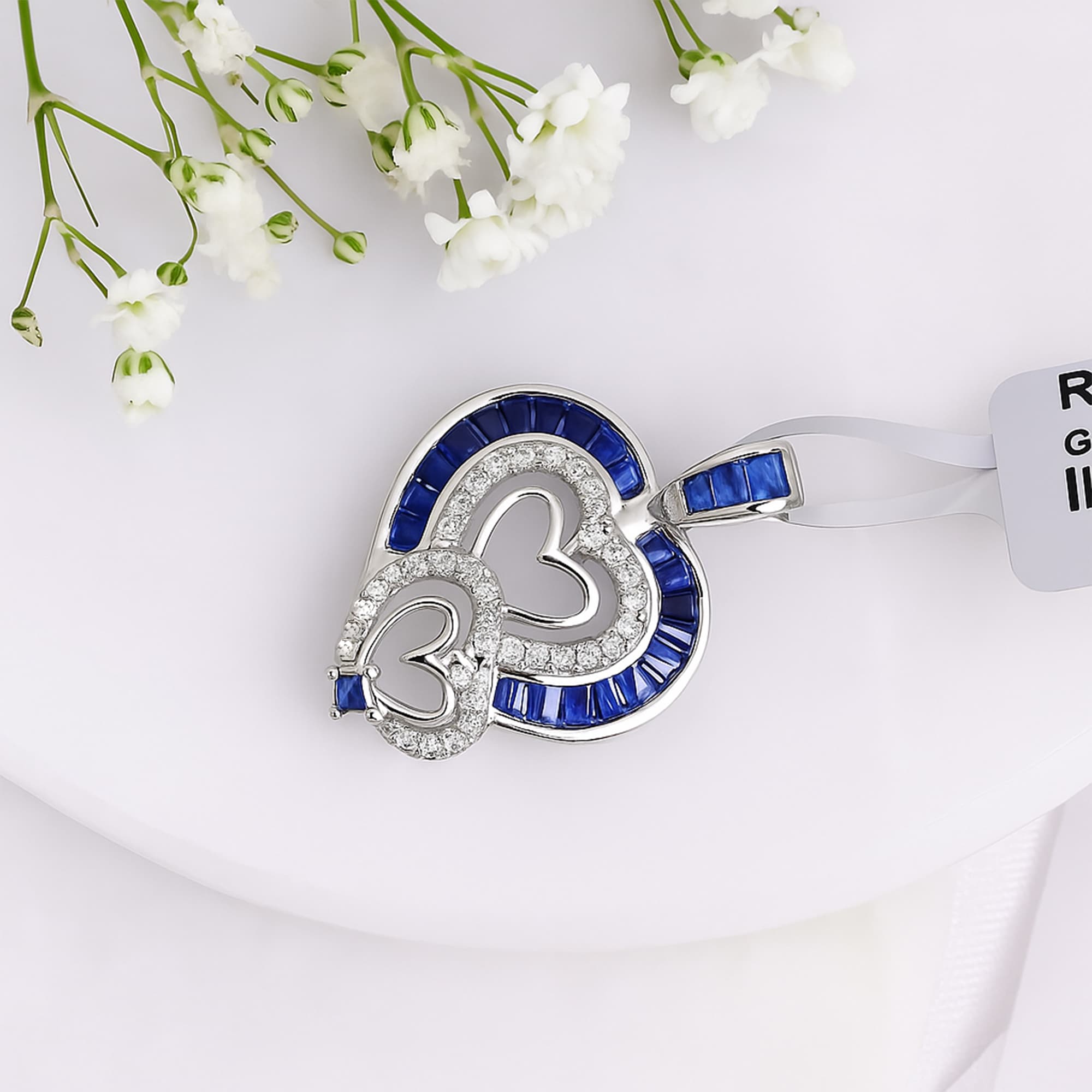 Blue Sapphire Diamond Heart Pendant