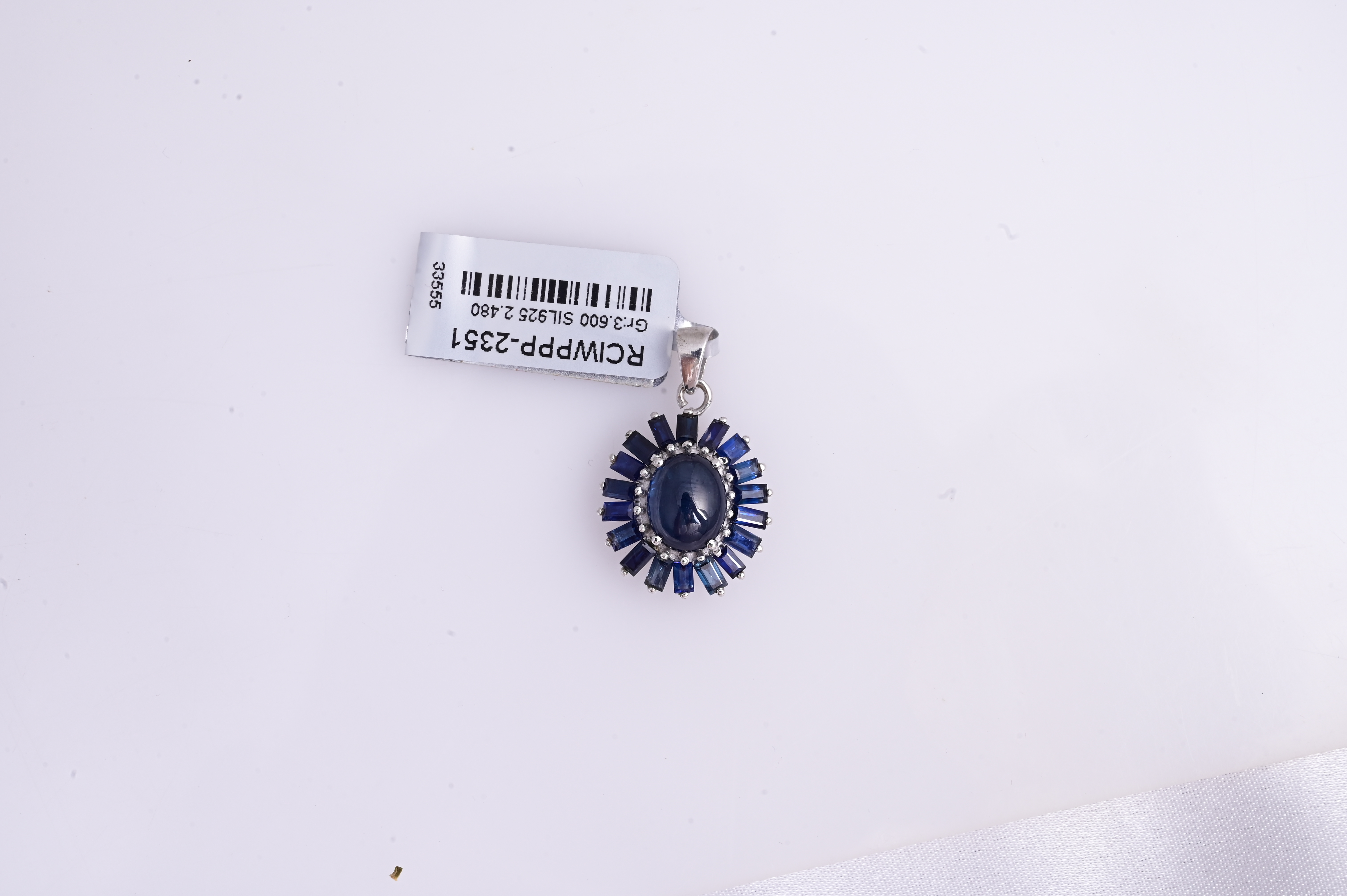 Blue Sapphire Sunburst Pendant Necklace