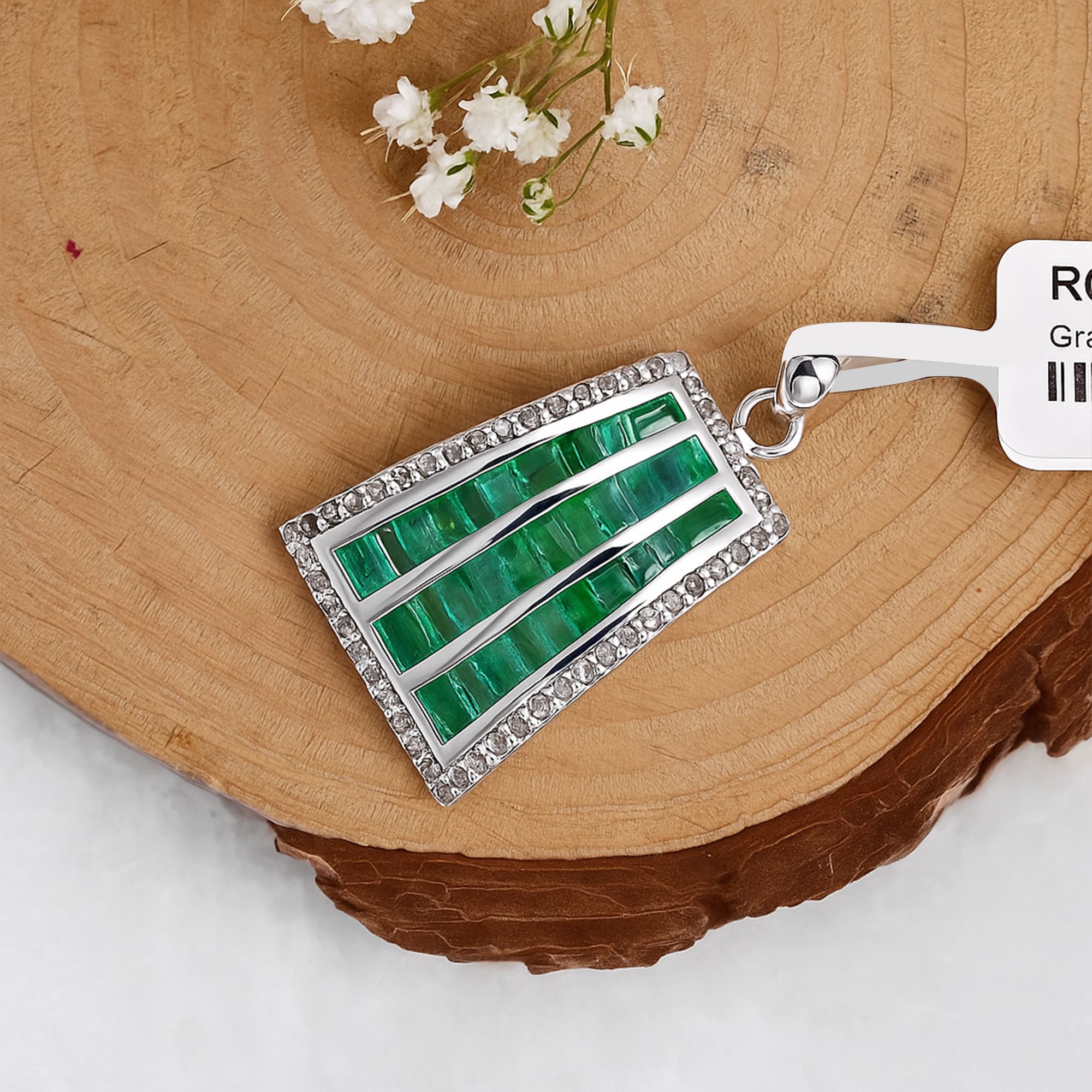 Emerald Diamond Art Deco Pendant