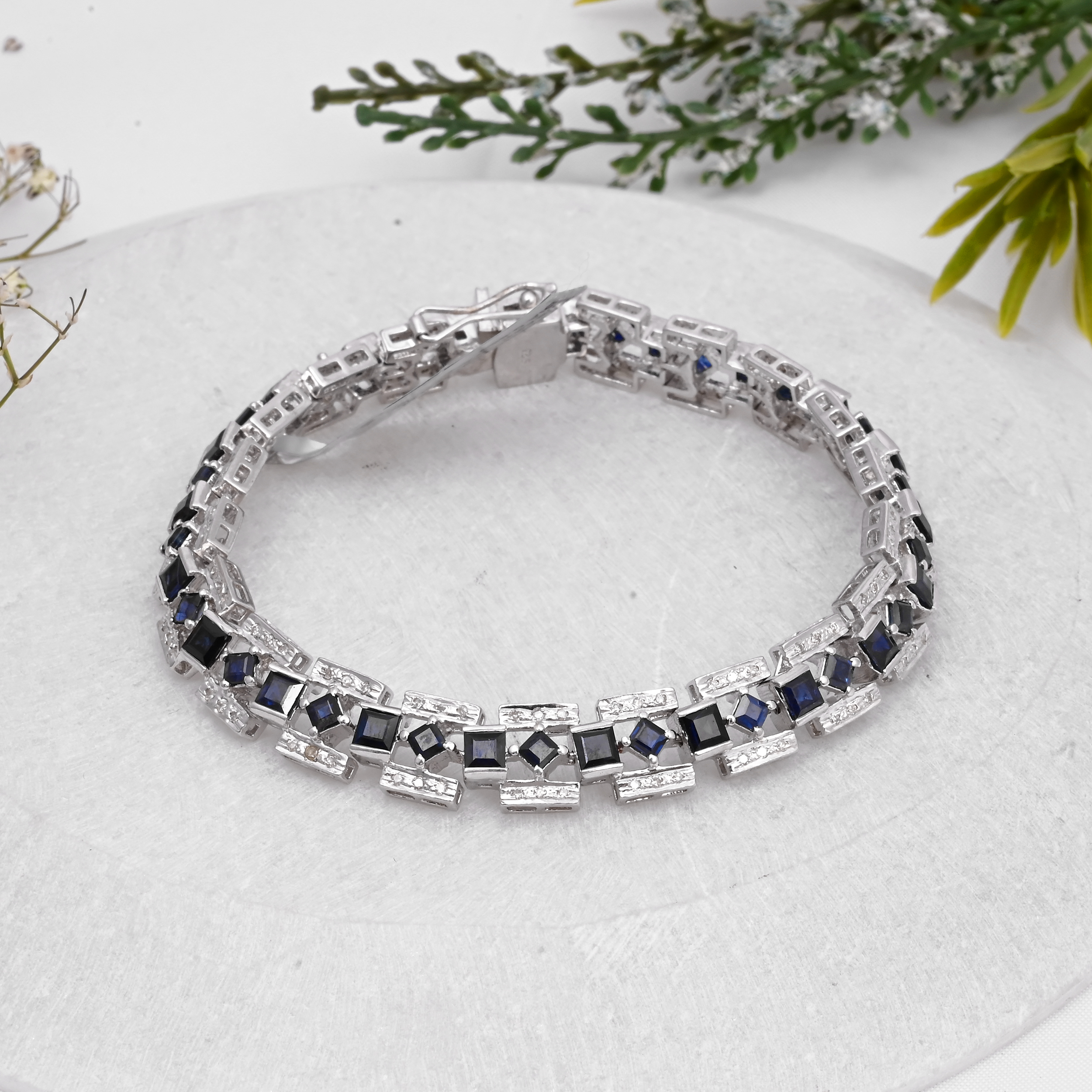 Midnight Royale Sapphire & Diamond Statement Bracelet
