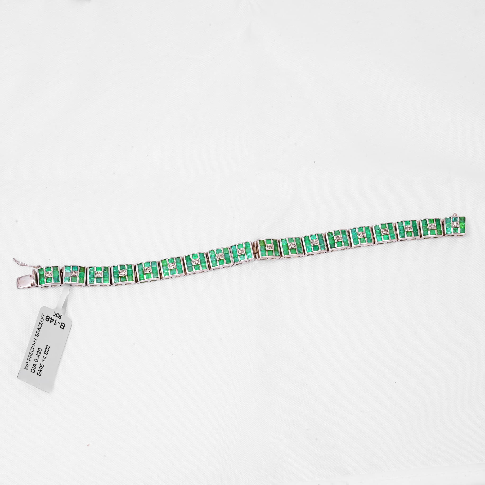Regal Emerald Grid Diamond Bracelet