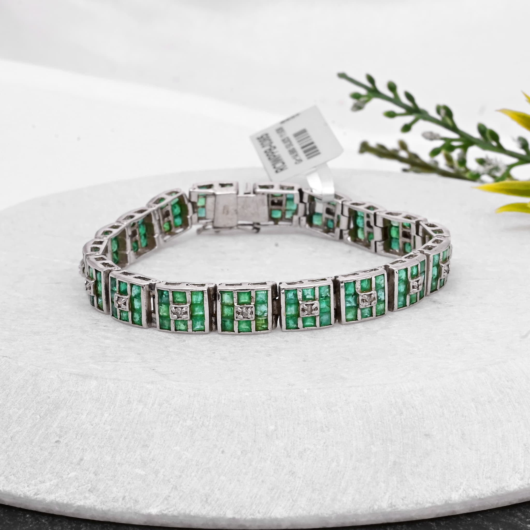 Regal Emerald Grid Diamond Bracelet